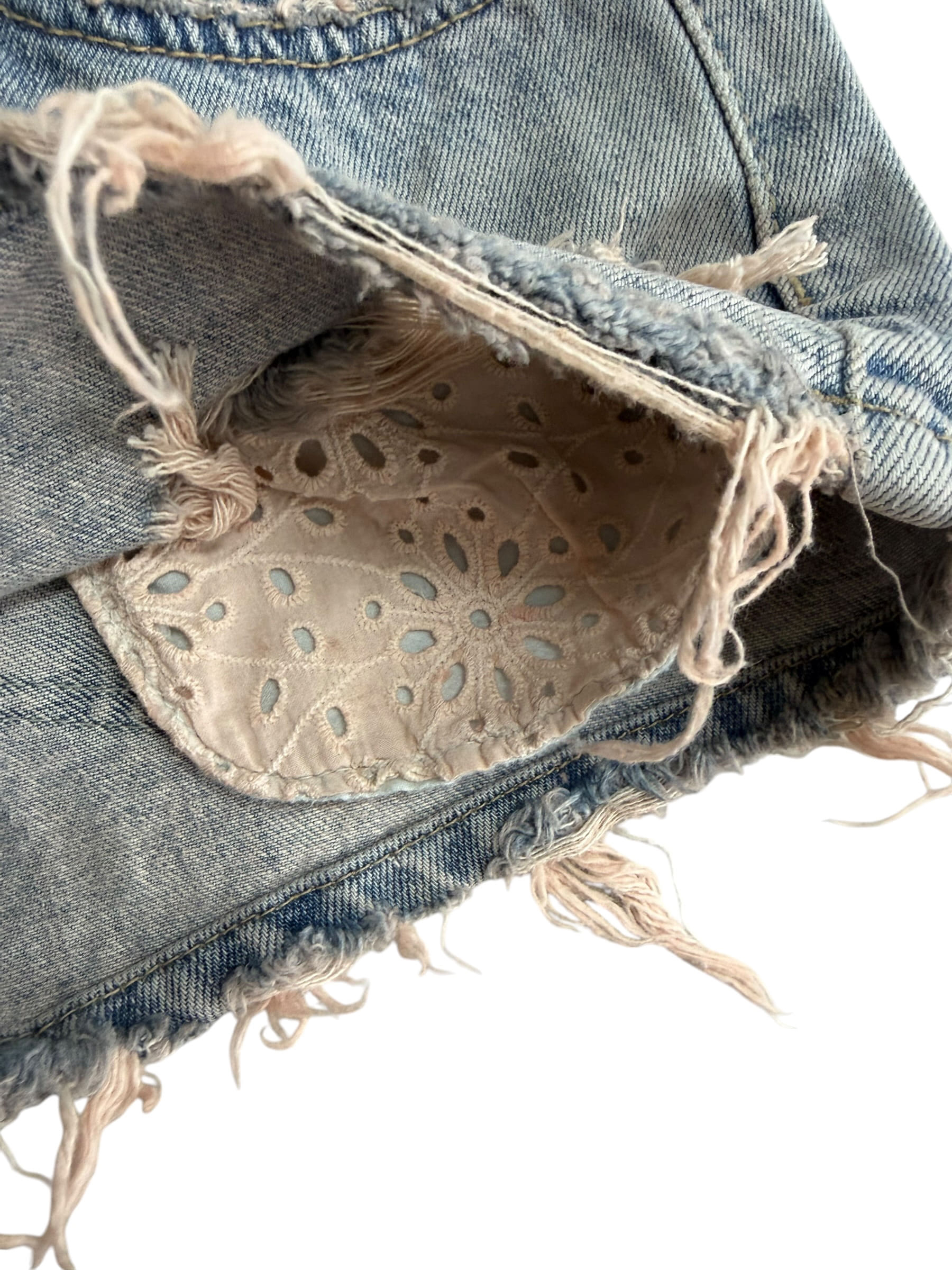 Distressed Washed Denim Shorts
