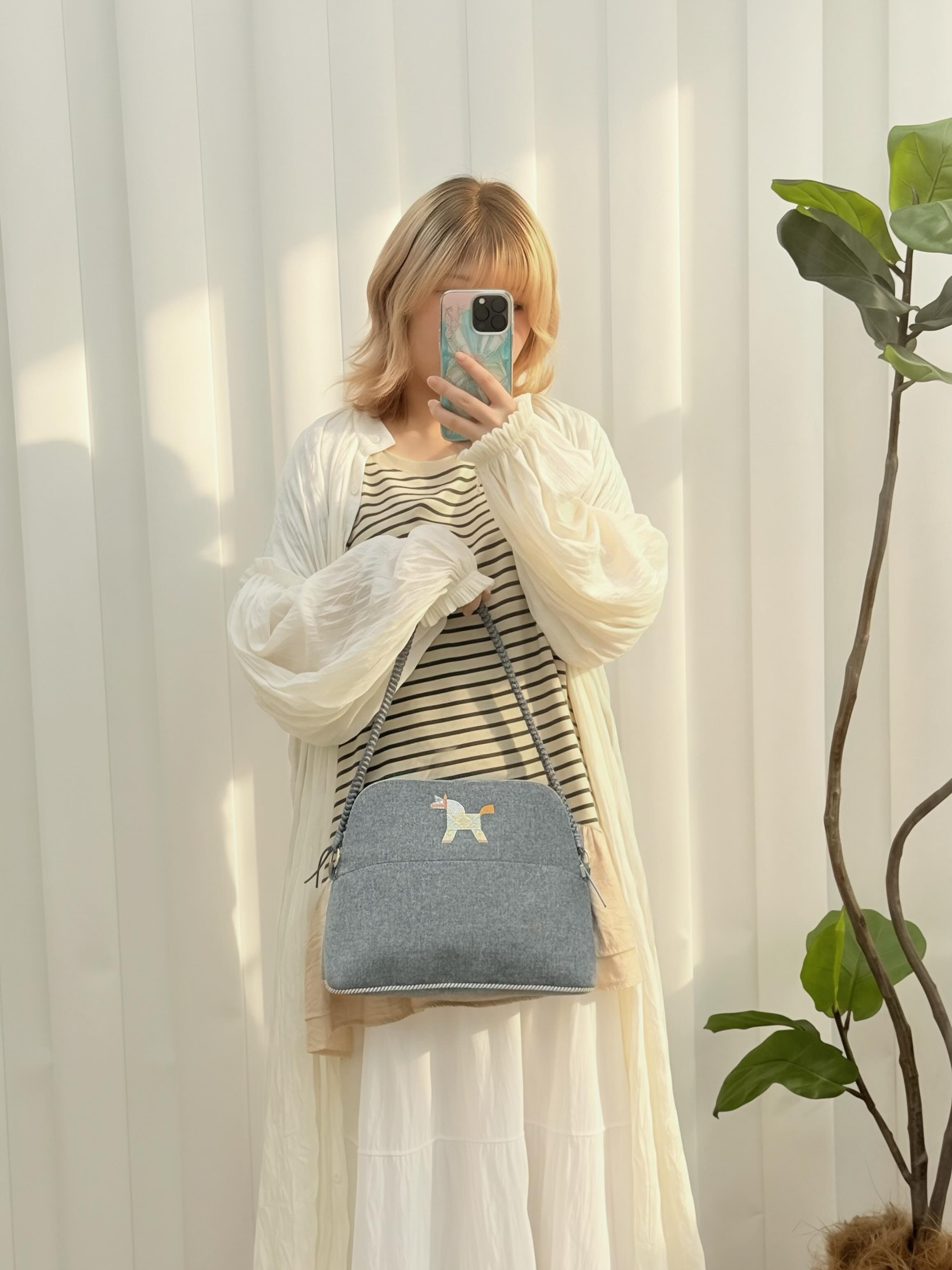 Hermes👜 PRE OWNED 🛍️灰色保齡球飯盒包 🩶  
