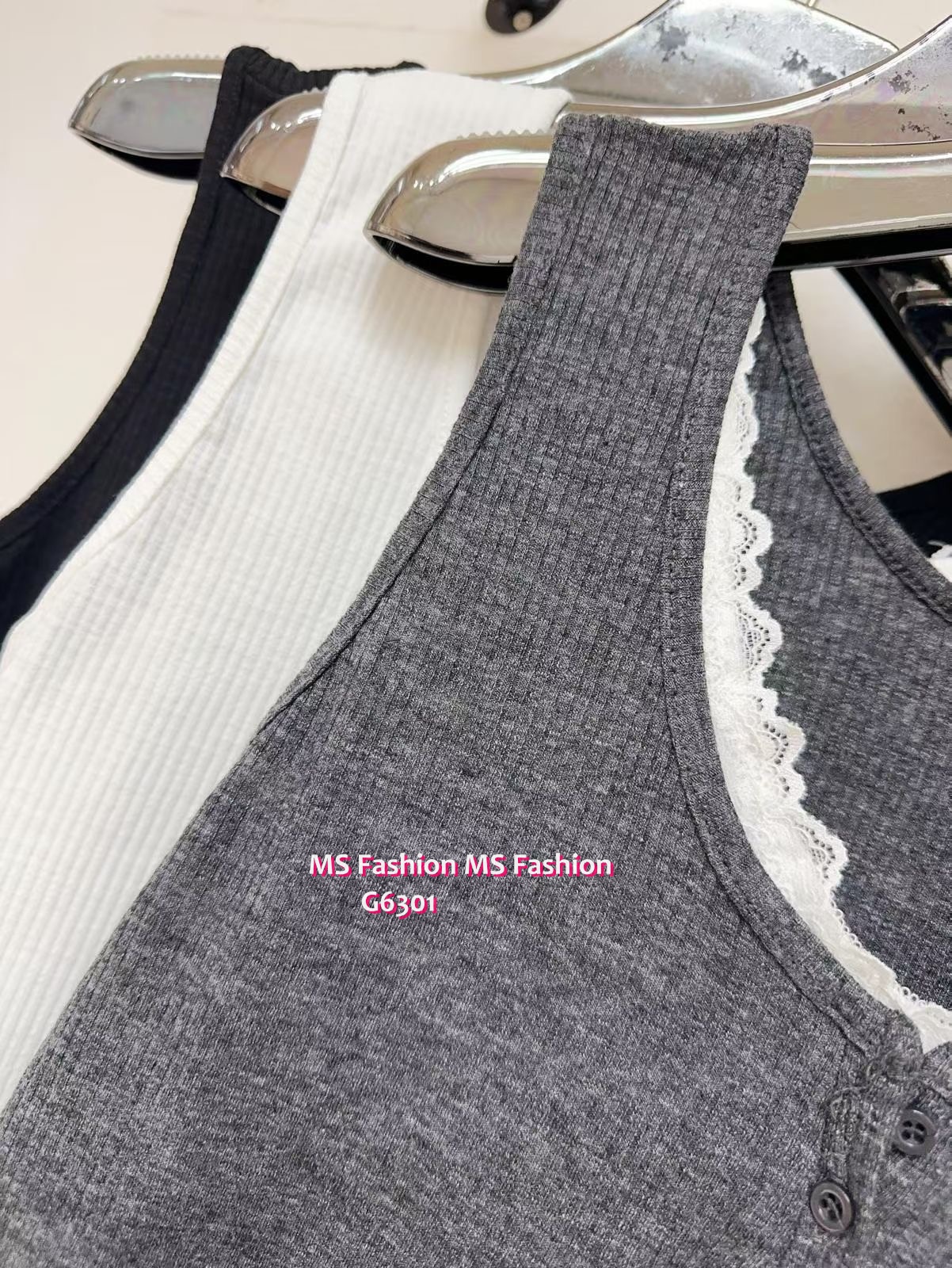 G6301 韓國🇰🇷lace邊假兩件背心