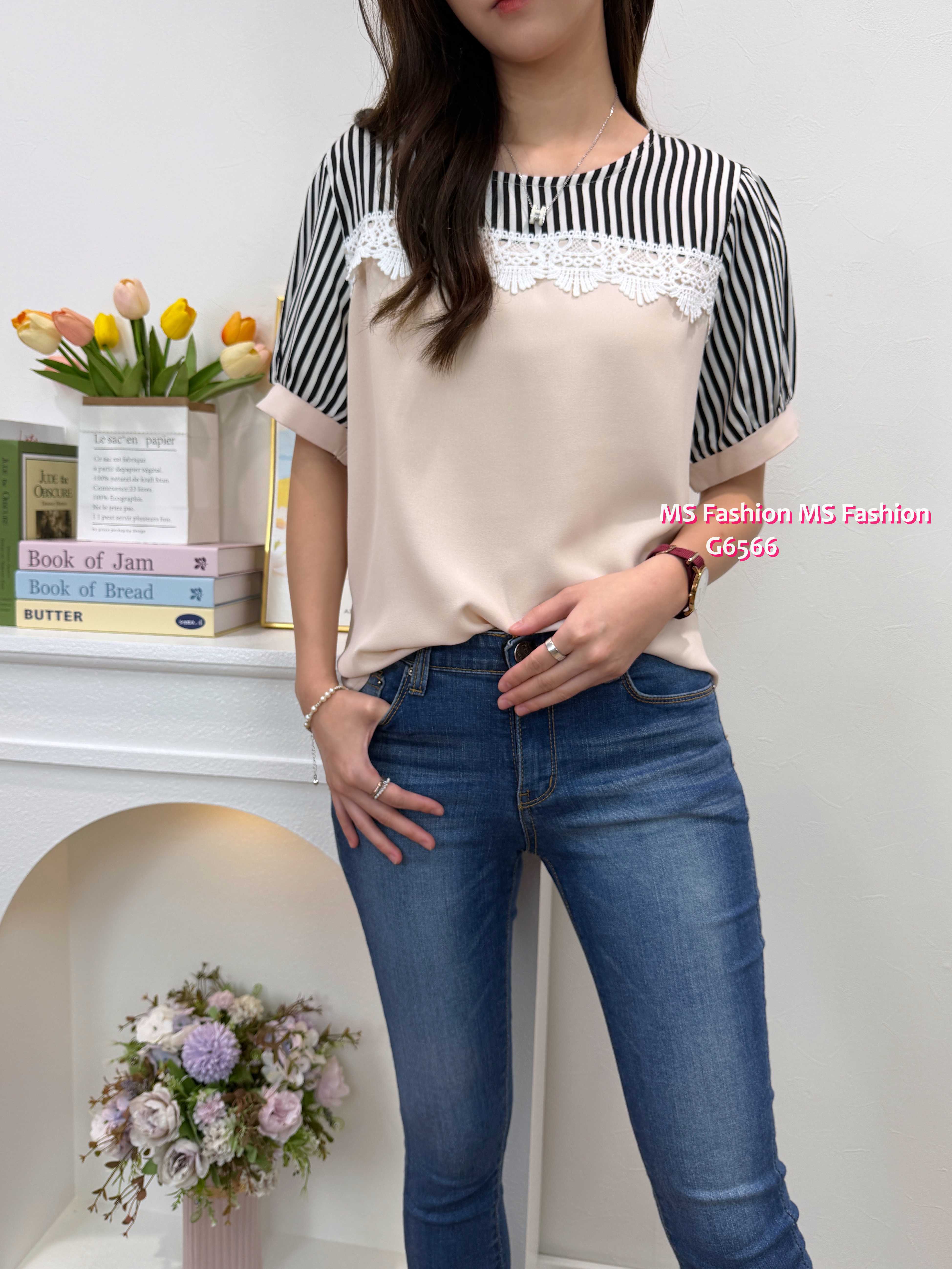 G6566 黑白條子拼布top