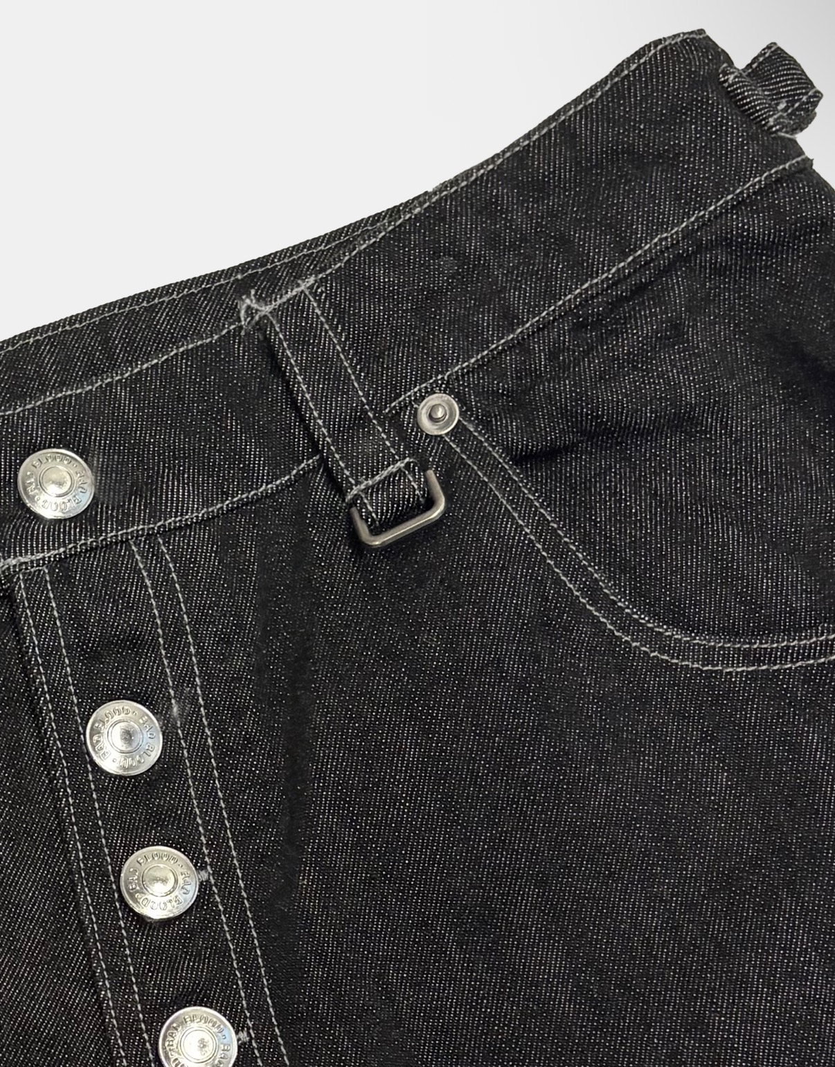 BADBLOOD新款[w-pts26-089] 0509 Button Fly Curved Pants - Black Denim