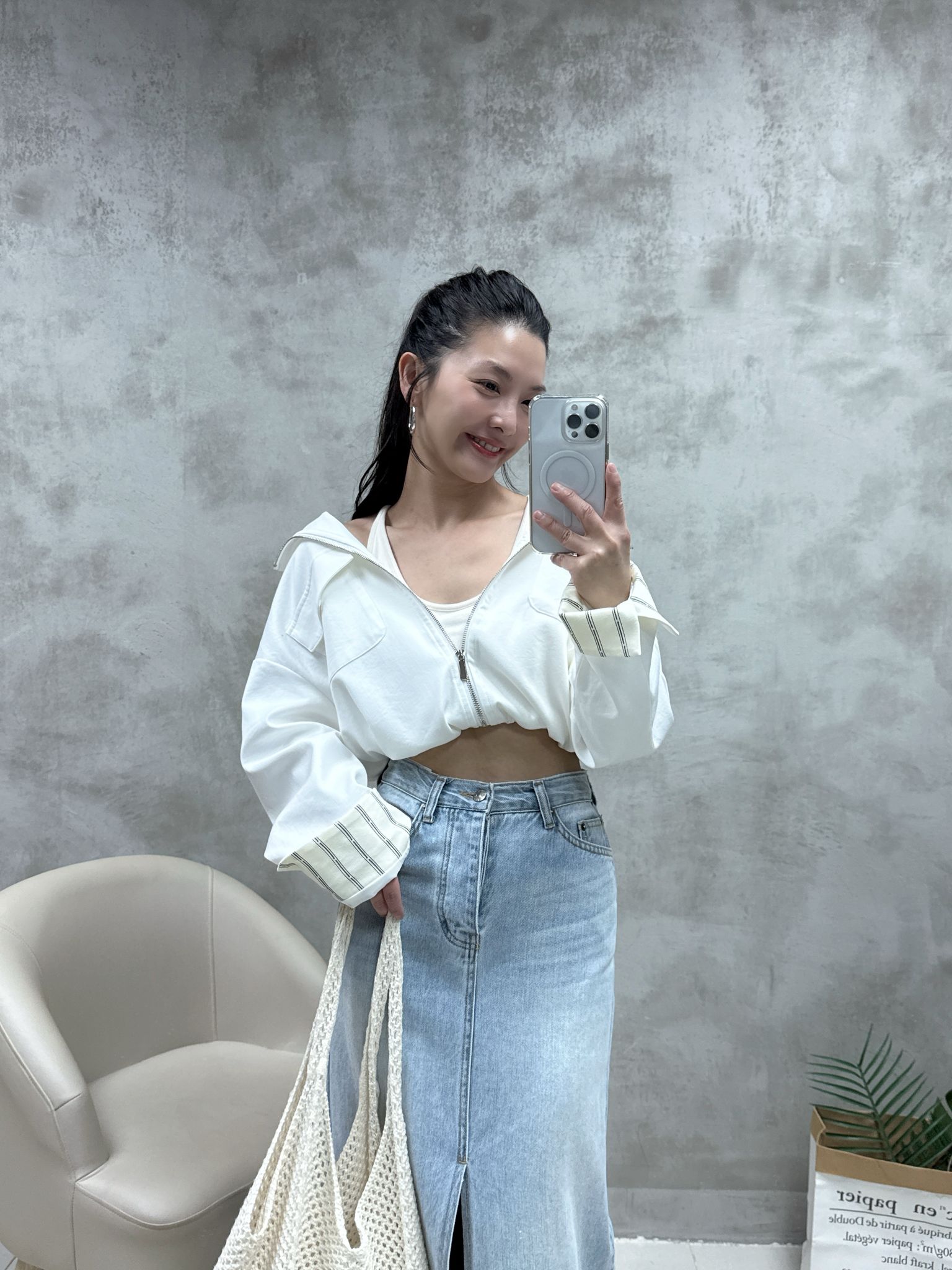 條子䄂束腰恤衫棉外套