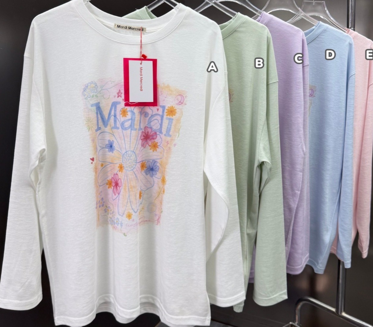韓國🇰🇷 Mardi Mercredi 花卉圖案長袖Tee