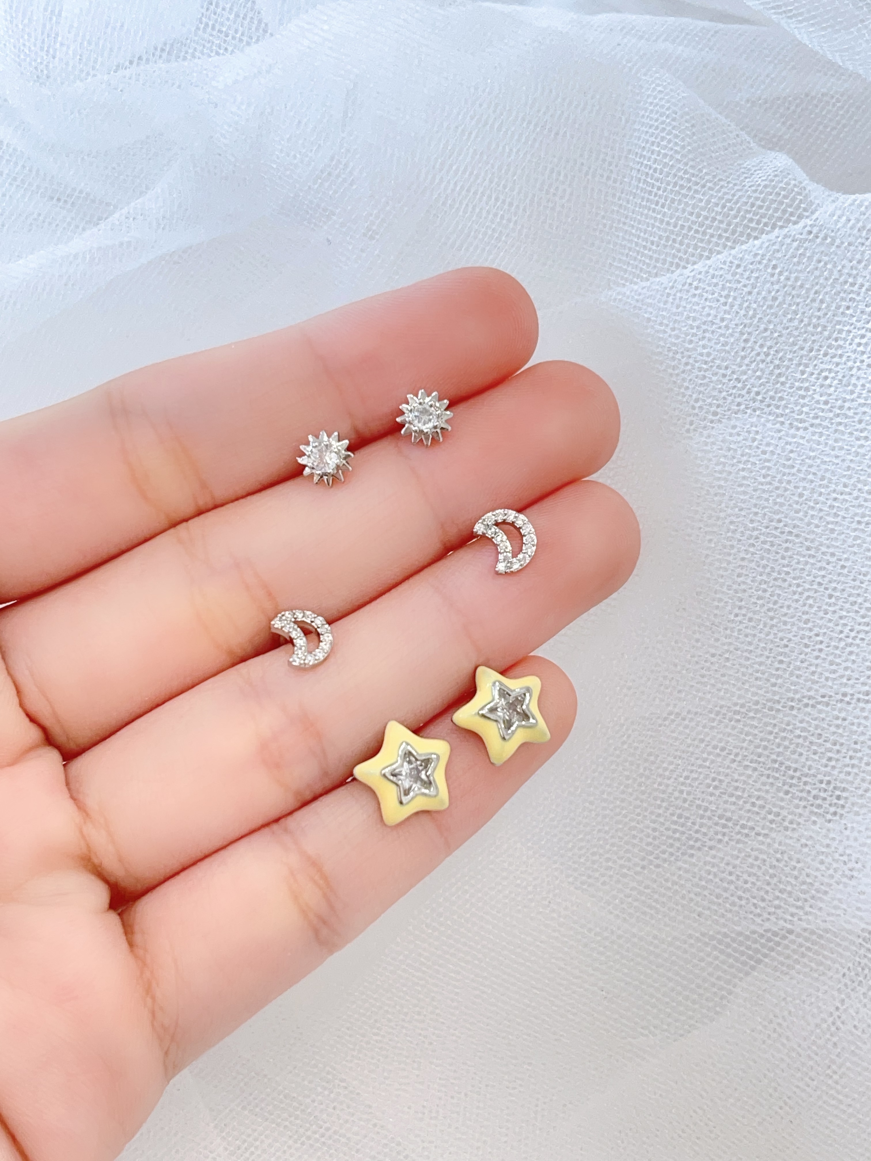 甜酷星月耳环套装⭐🌙