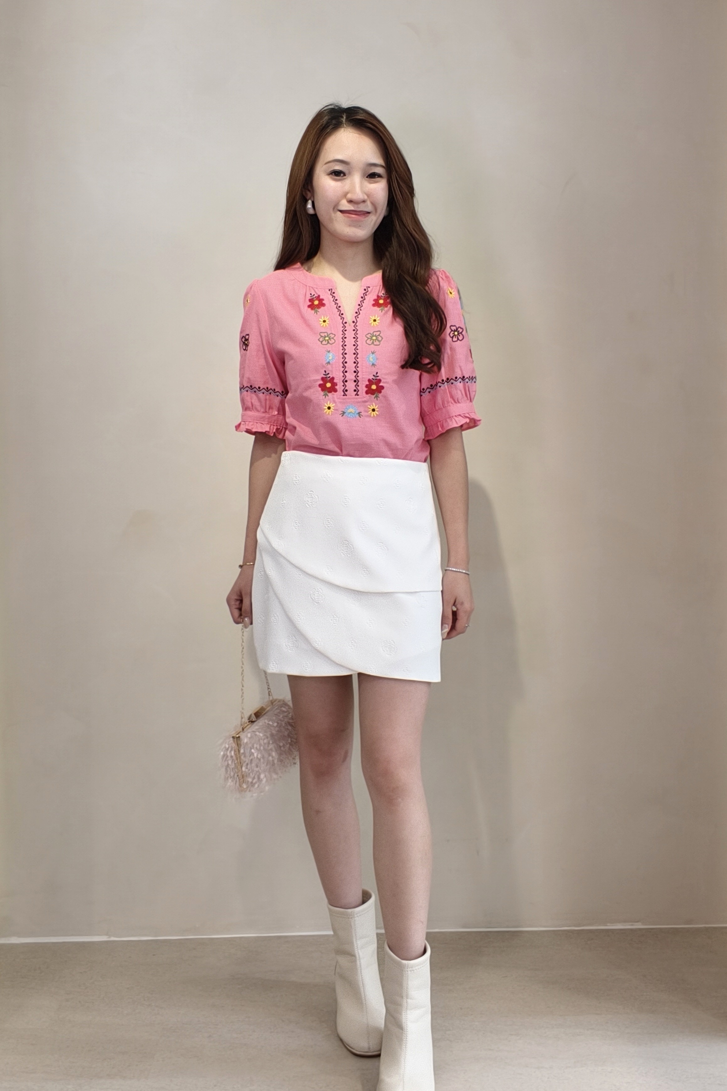 RB2003 Floral Emboss Wrap Skort