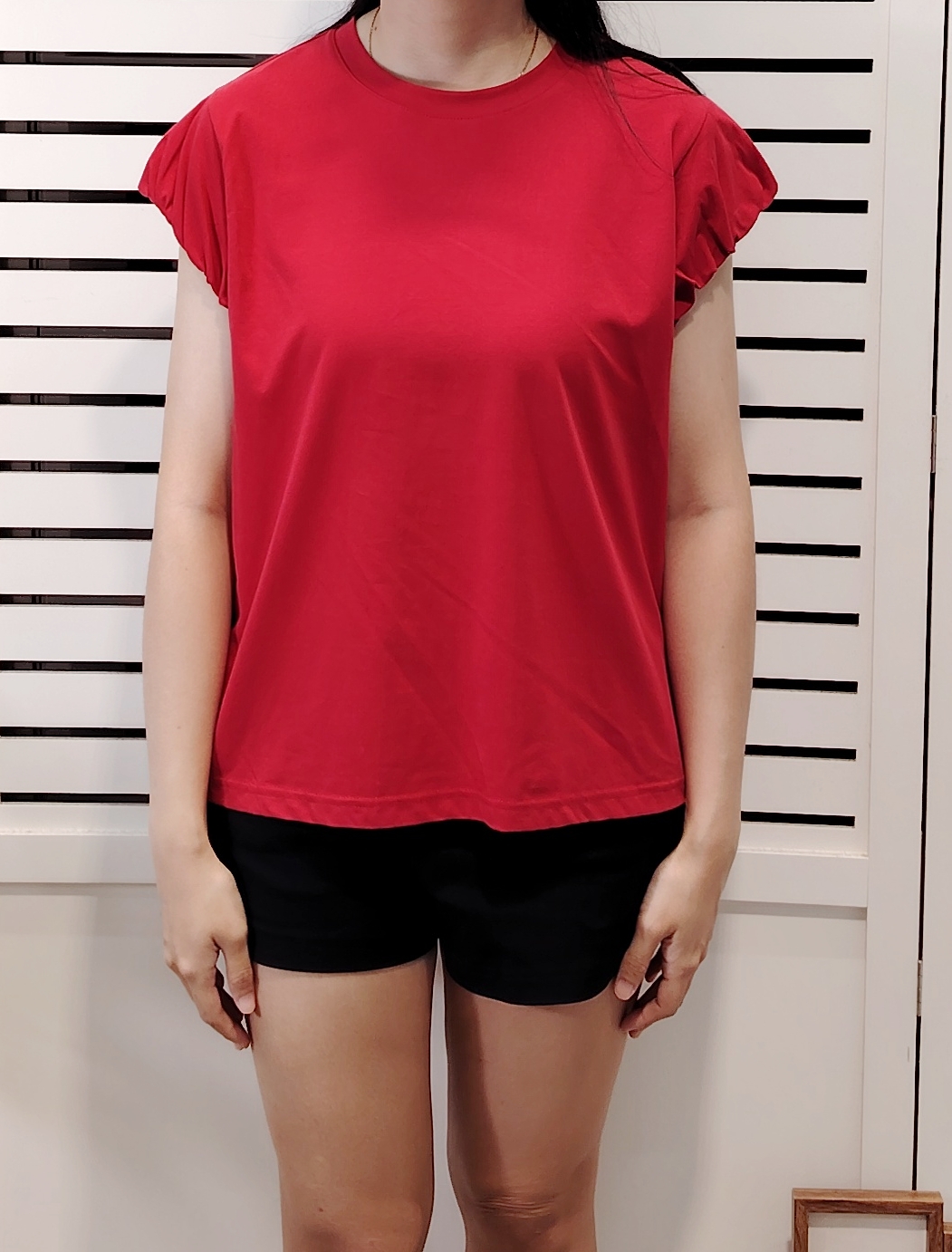 M2889 Wrinkled Sleeve Round Neck T-Shirt
