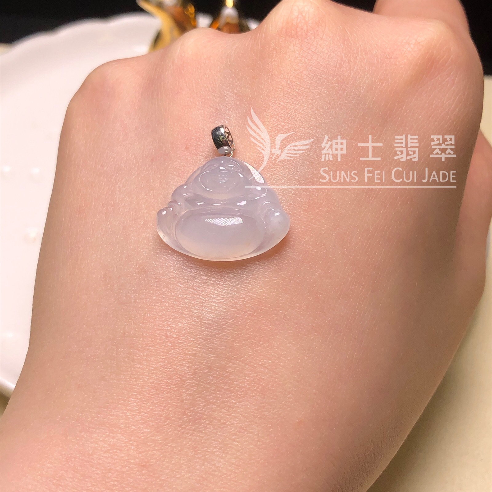 YK00064 冰種佛公連18K金扣頭 