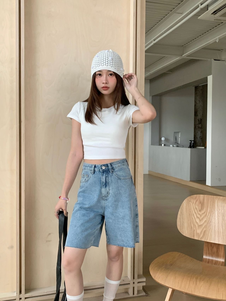 【跑量福利价】Jelly Buny Daily Plain Padded Crop Tee (Removable) 自带胸垫果冻纯色短款Tee(胸垫可拆卸) 【 8 Colours 】