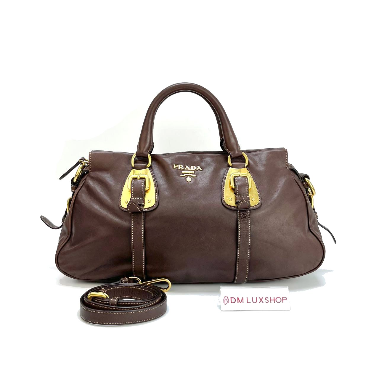 Prada Brown Leather Tote Bag GHW