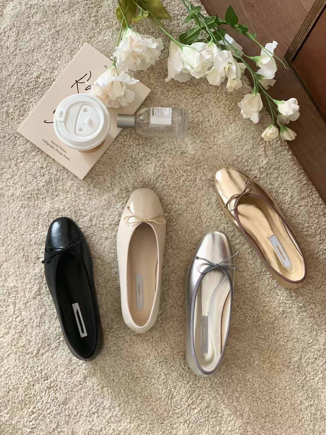 Ribbon ballet flat shoes