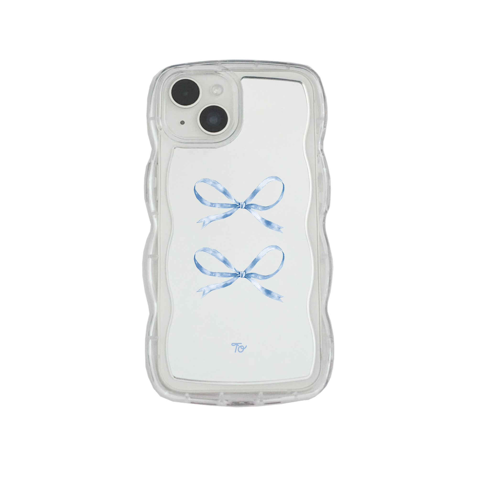 【Silky Blue Ribbon(S)】波浪邊框鏡面 iPhone Case