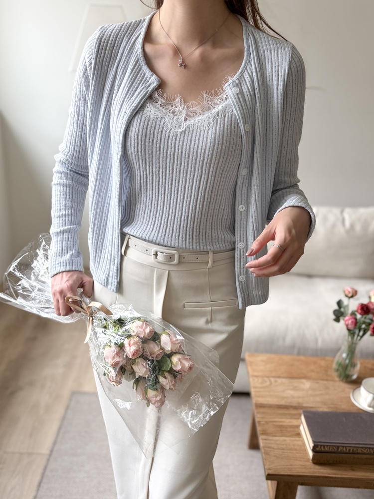 [假兩件] Lumiere Lace Layered Top (Babyblue)