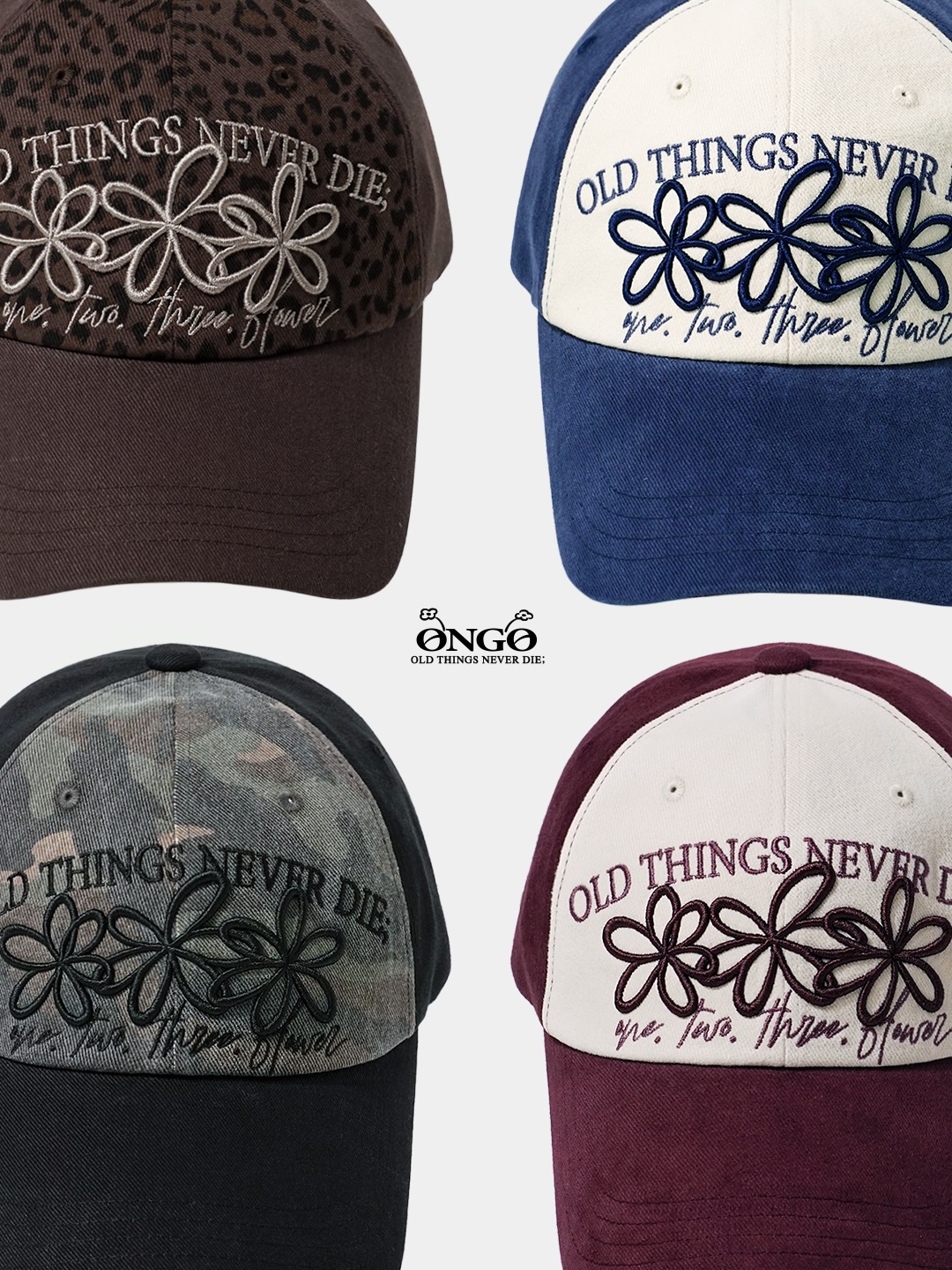 THREE FLOWER TWO-TONE CAP (2026 Ver.)｜온고 ONGO old things never die 【預購】