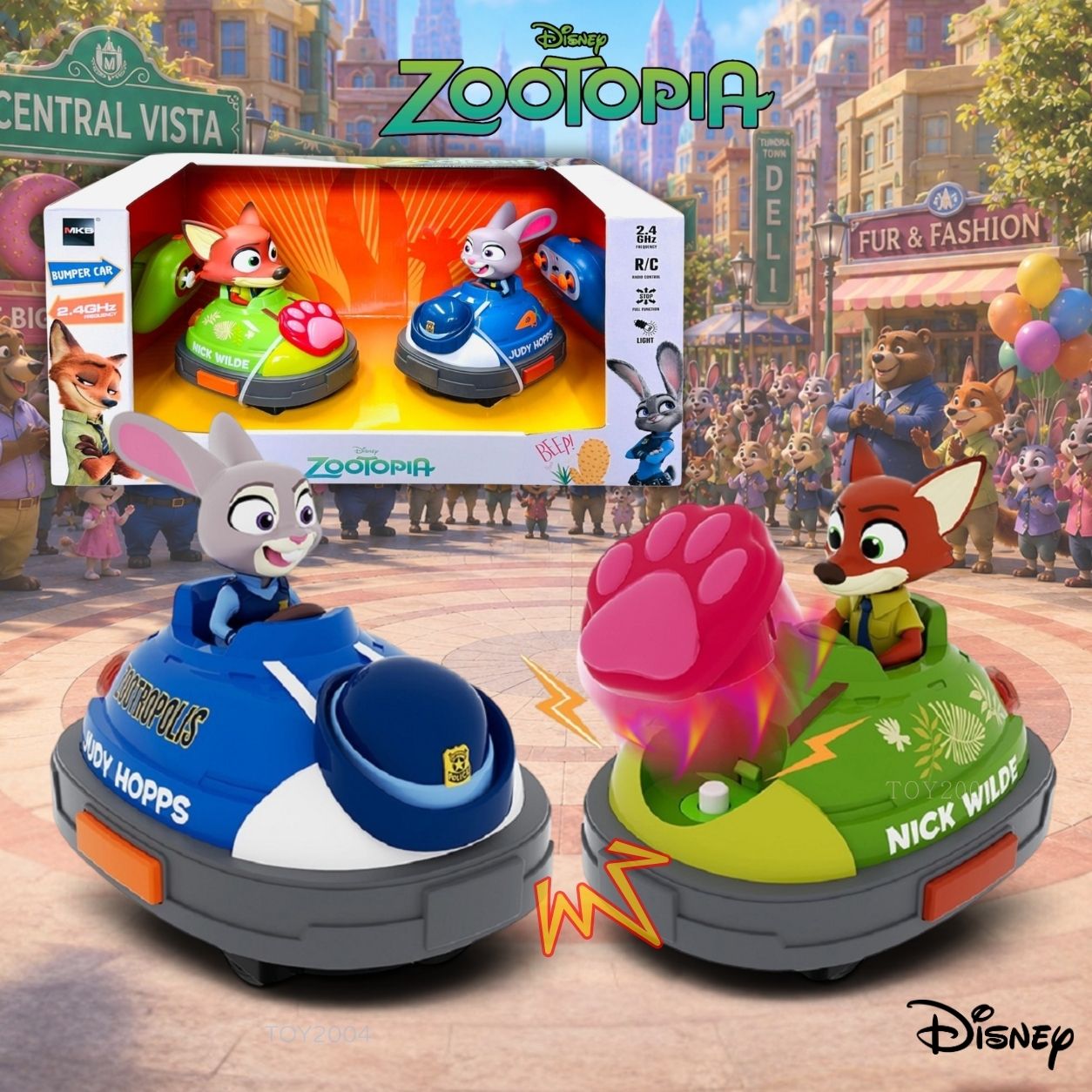 Disney Zootopia 優獸大都會 Judy朱迪 Nick阿力 2.4GHz遙控碰碰車雙車對戰套裝