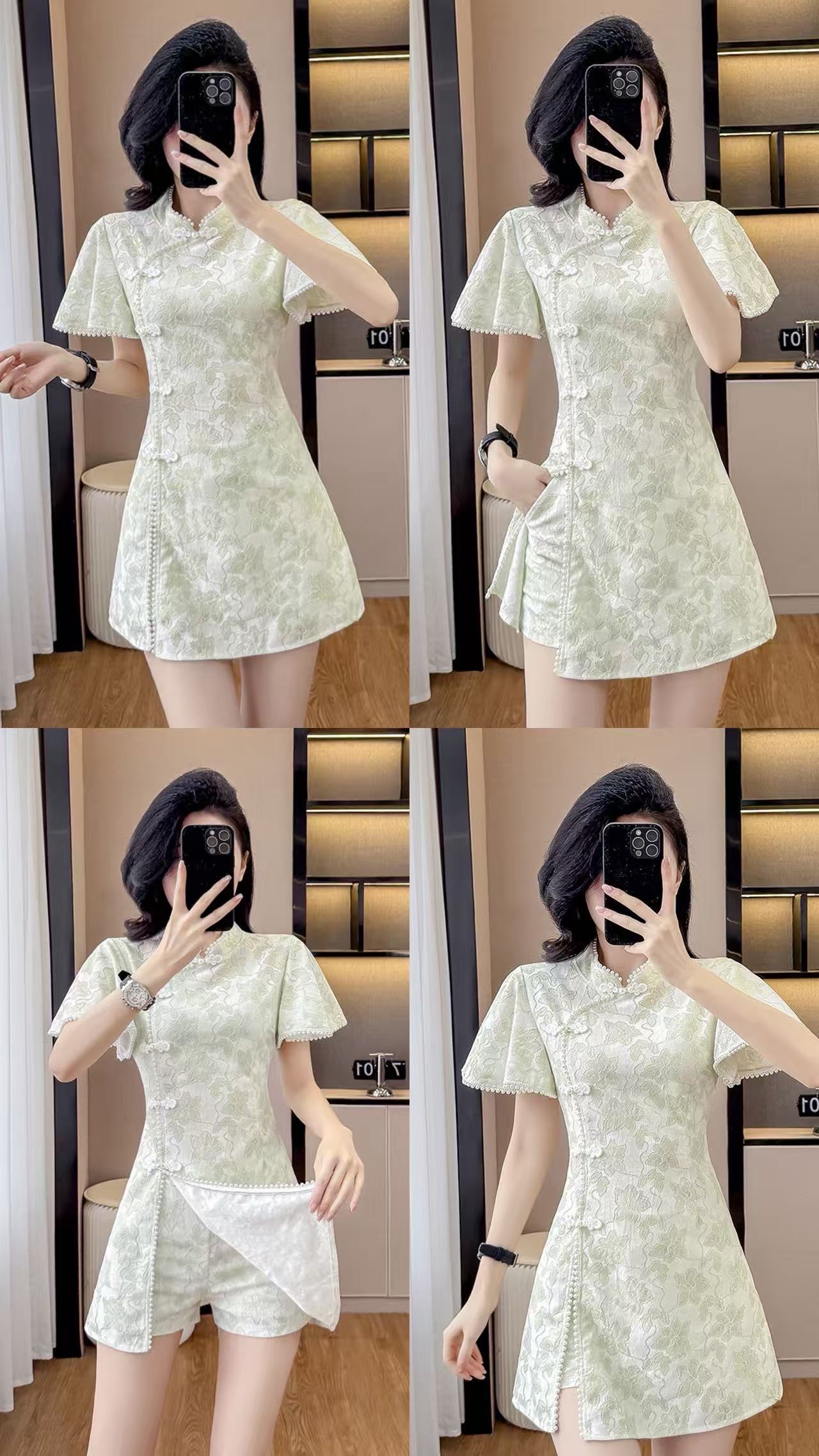 6618 蕾丝国风两件套