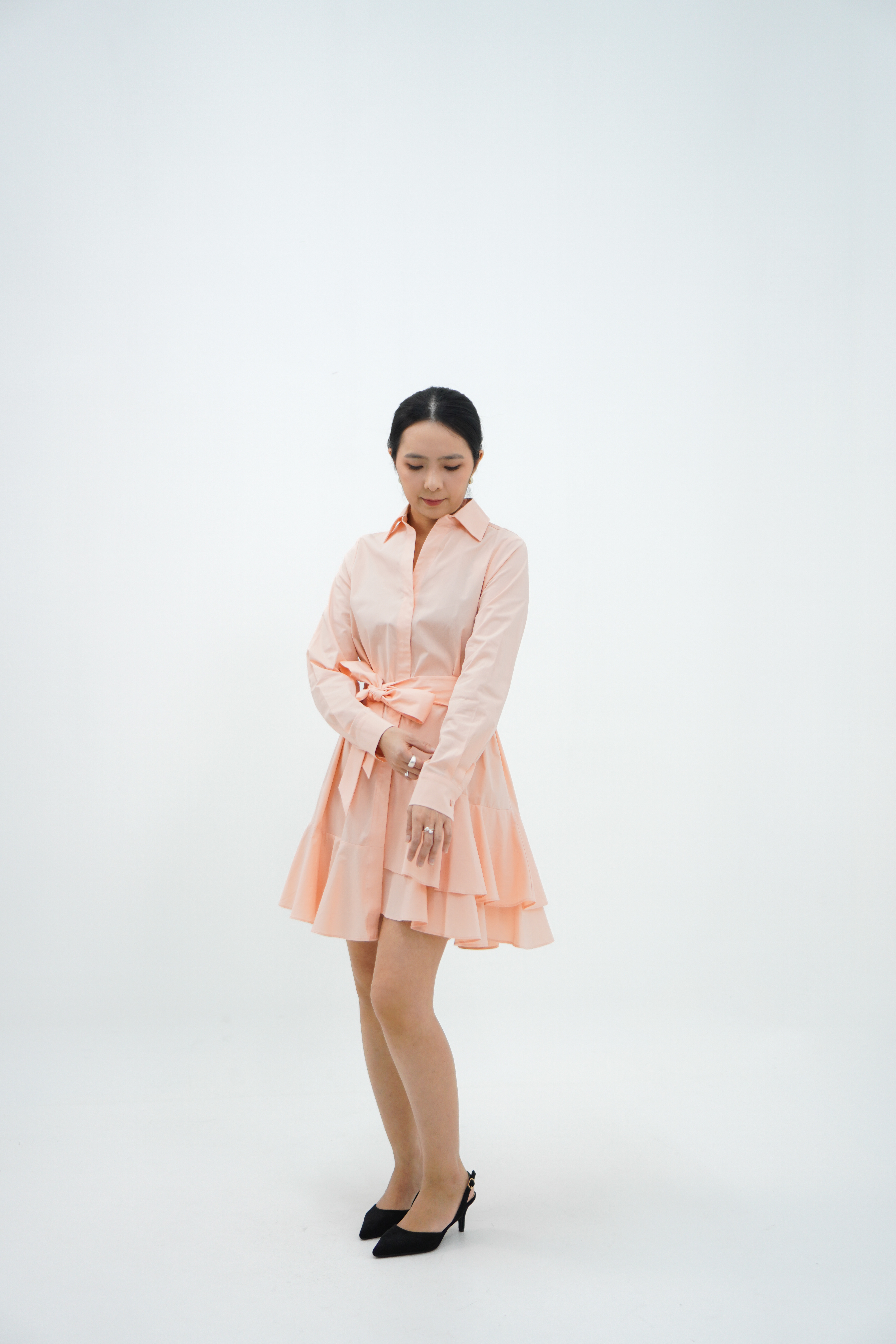 【设计师款】长袖层叠下摆连衣裙 Long Sleeve Dress with Ruffle Hem