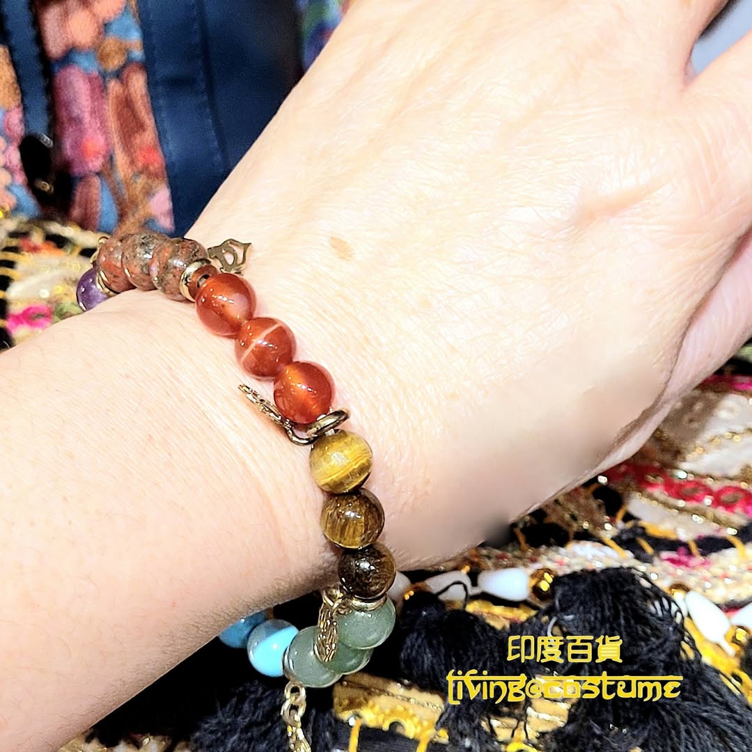 印度七輪水晶串珠手鏈 (8mm)