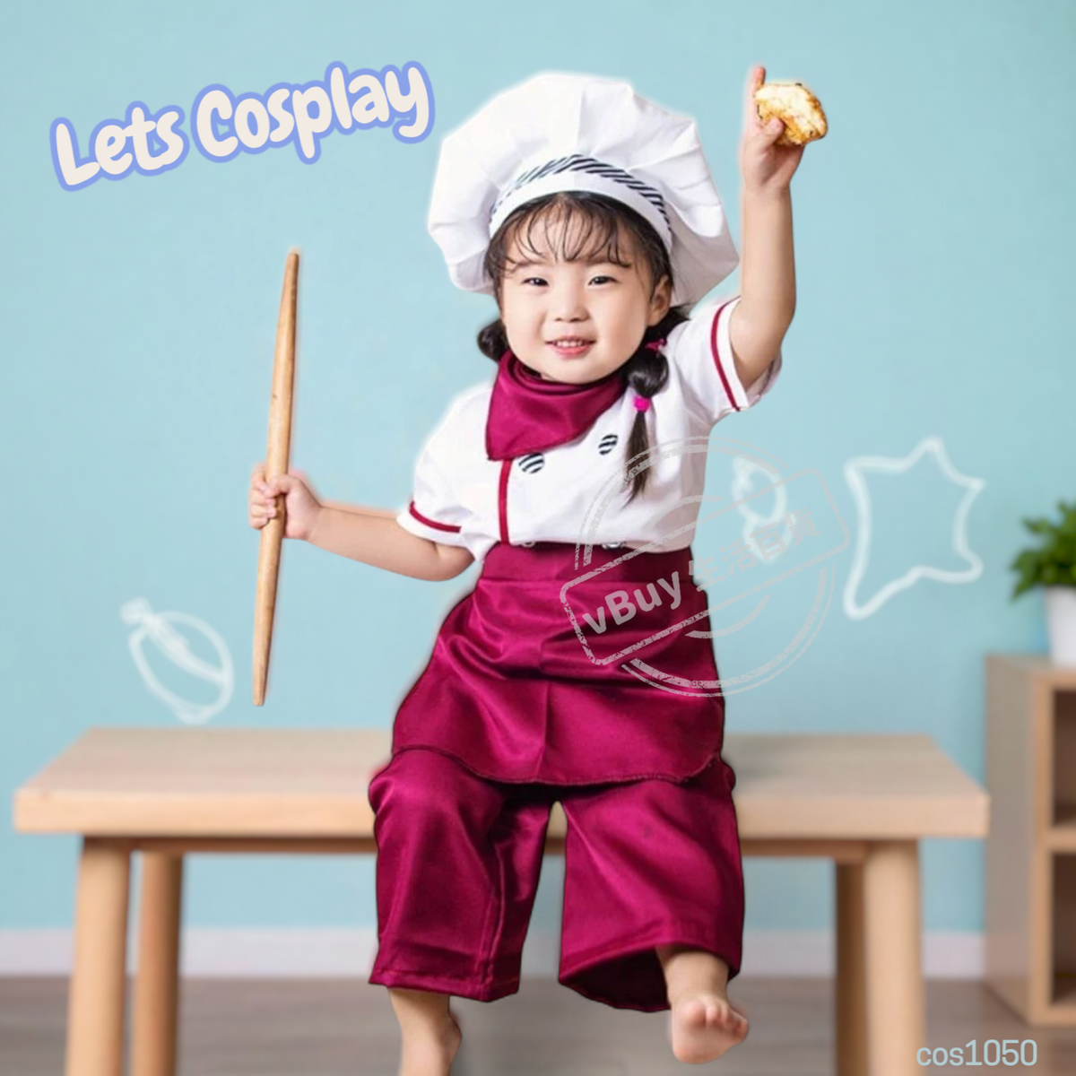 兒童廚師服裝 小廚師衣服 dream career costume 兒童我的志願服裝扮演 兒童夢想職業服裝  故事書服裝角色扮演 萬聖節衣服  cos1050