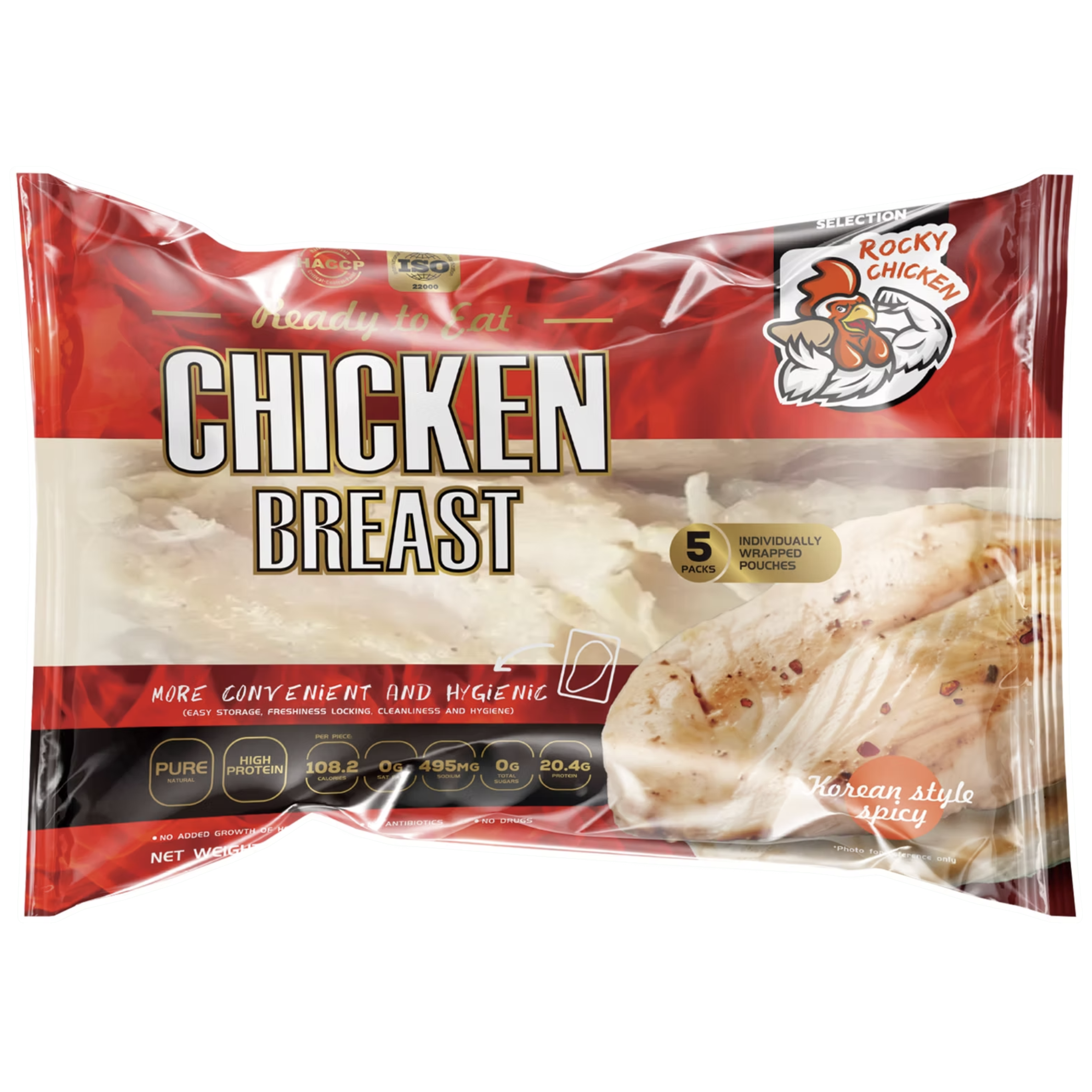 Rocky Chicken 即食雞胸(韓式辣味)(500g) - 1包