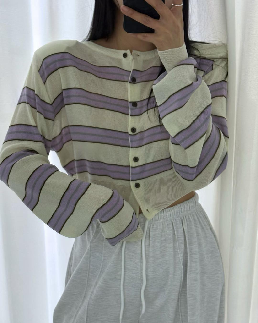 粗間短裝薄針織外套