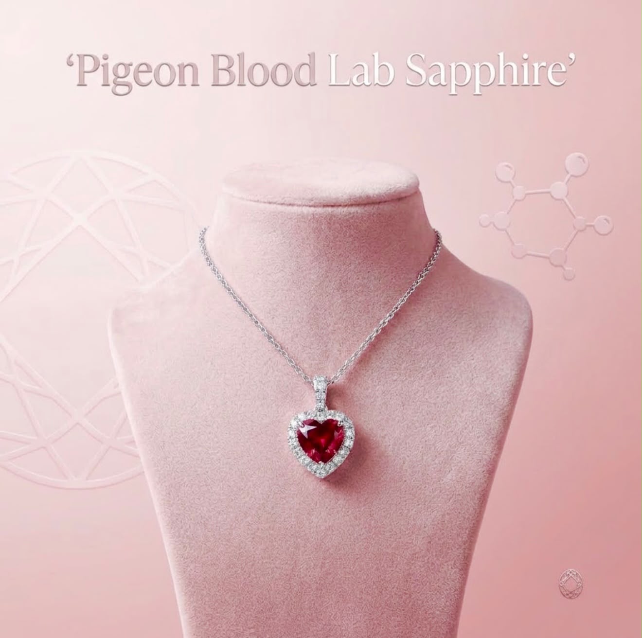 1.5 Carat Pigeon Blood Heart Necklace (Lab Grown)