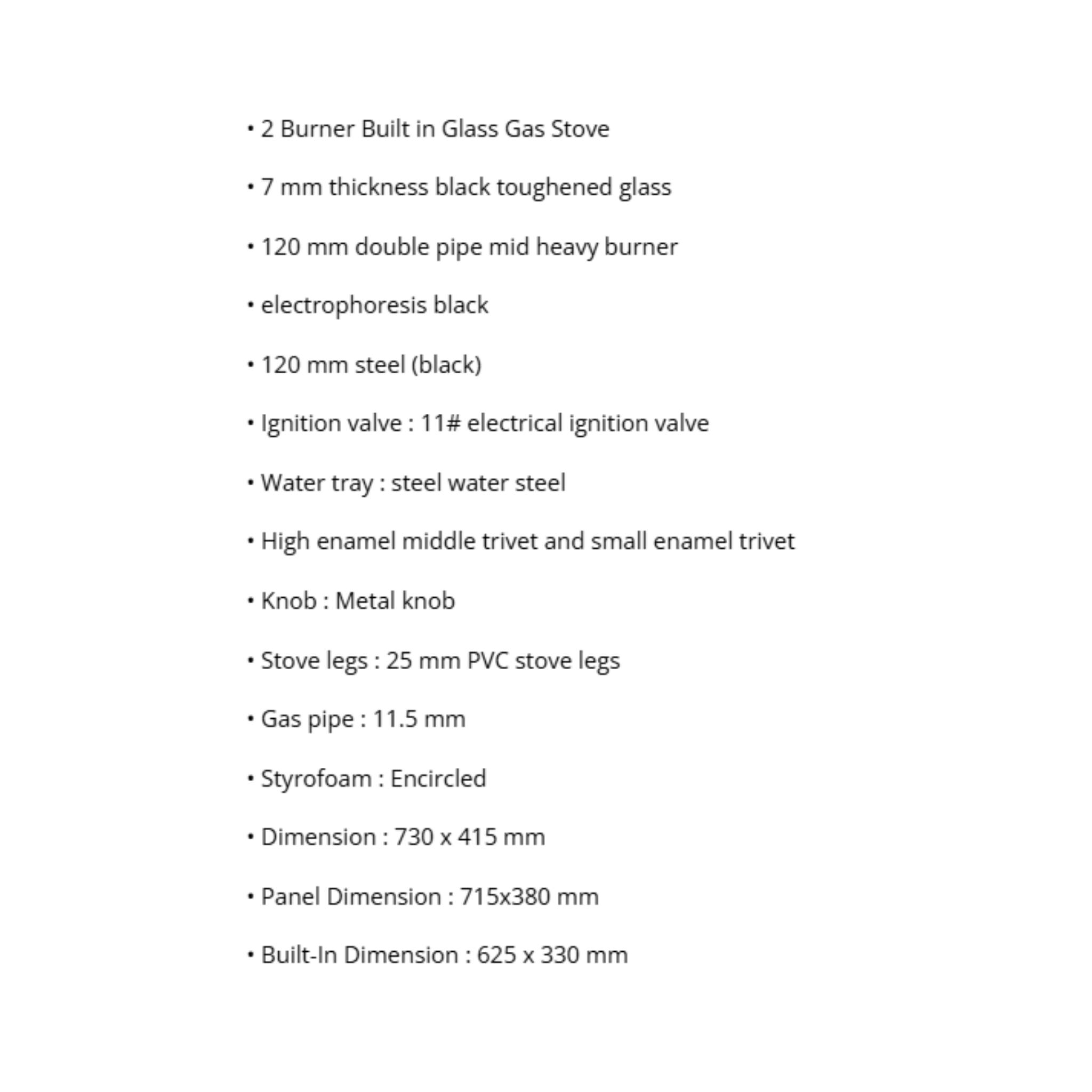 Phison 7.2kW Built-In Gas Hob PGC-701