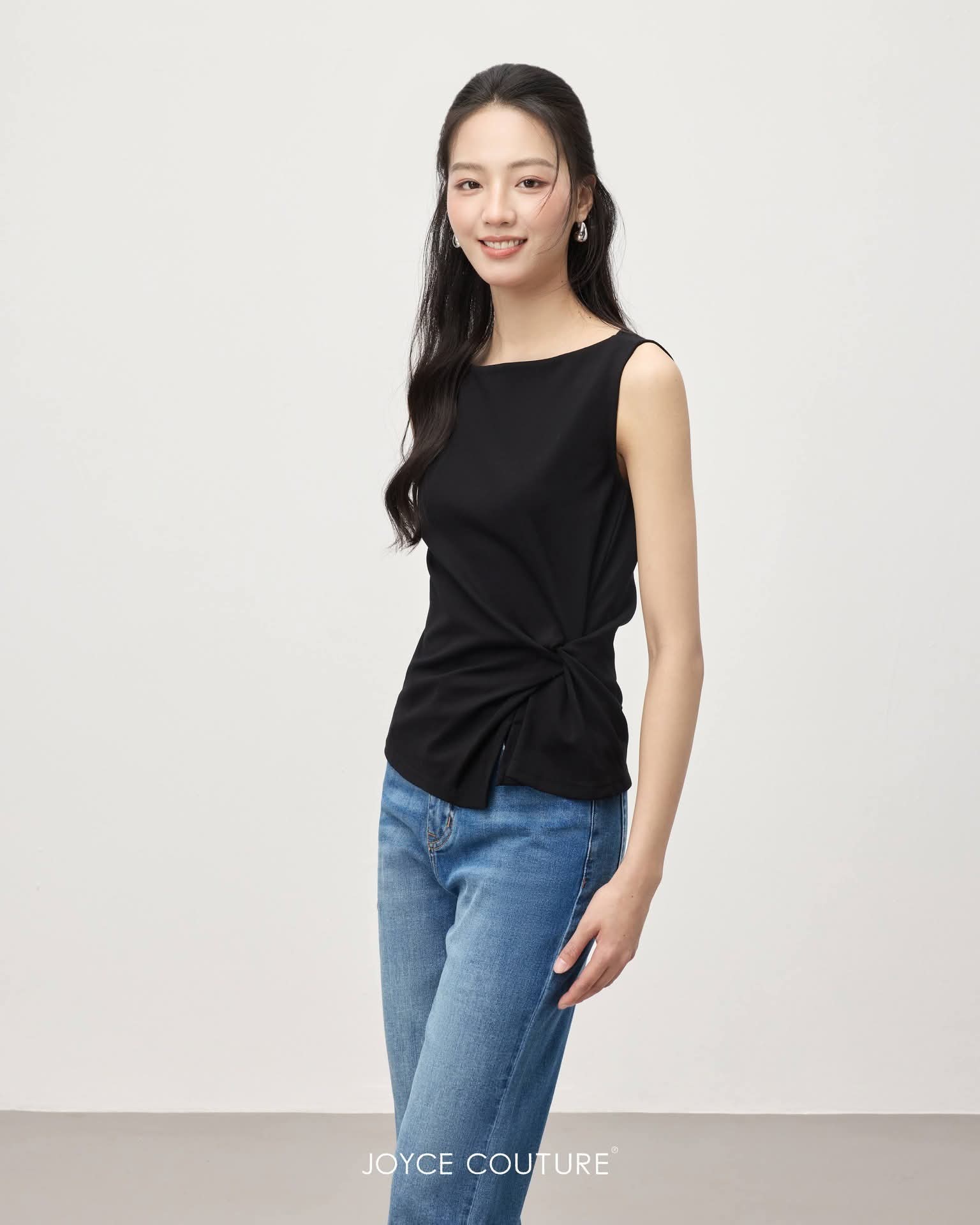 船型领口收腰设计上衣 T0154