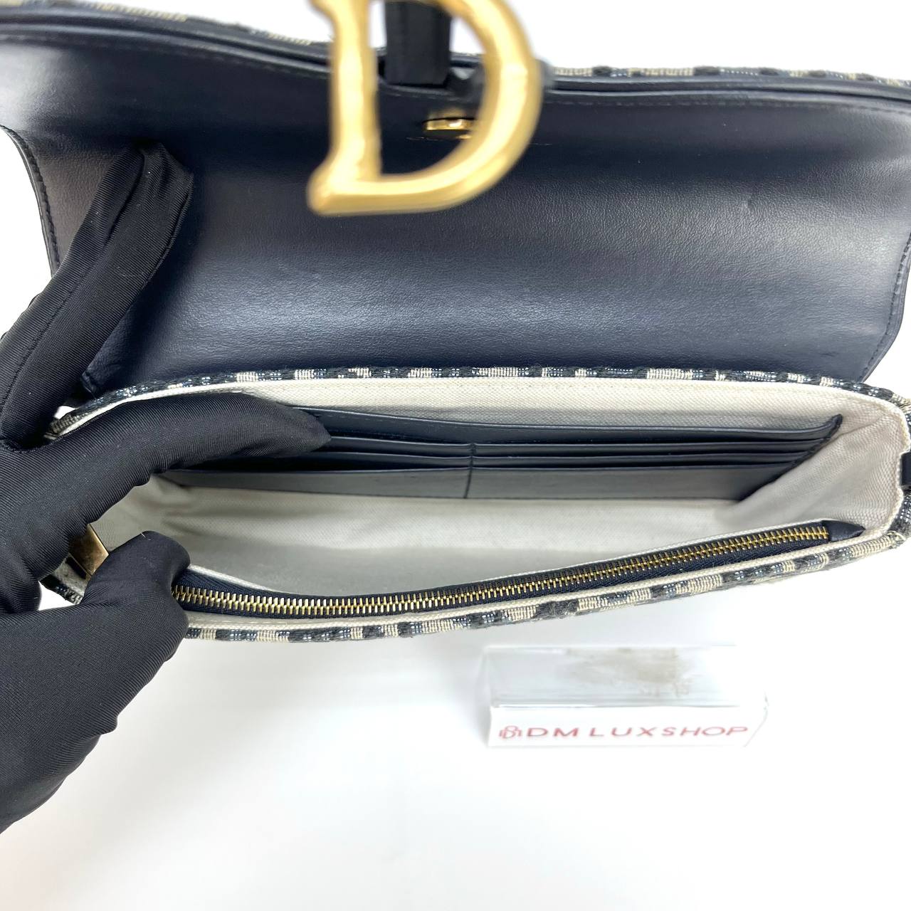 Dior Blue Oblique Montaigne Pouch W/Chain GHW