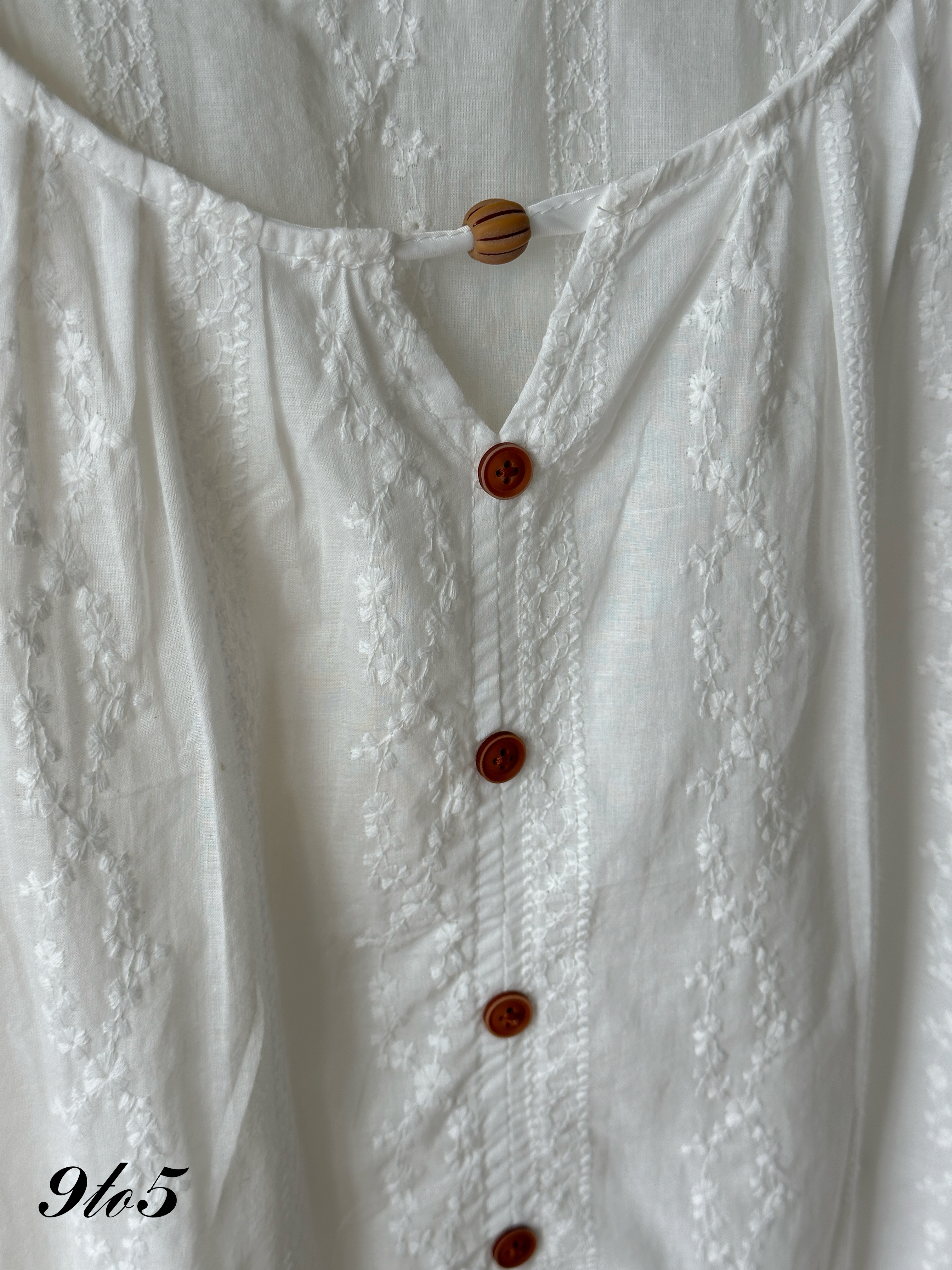 T4421 Puff Sleeve Embroidery Floral Blouse - 3 Colors 