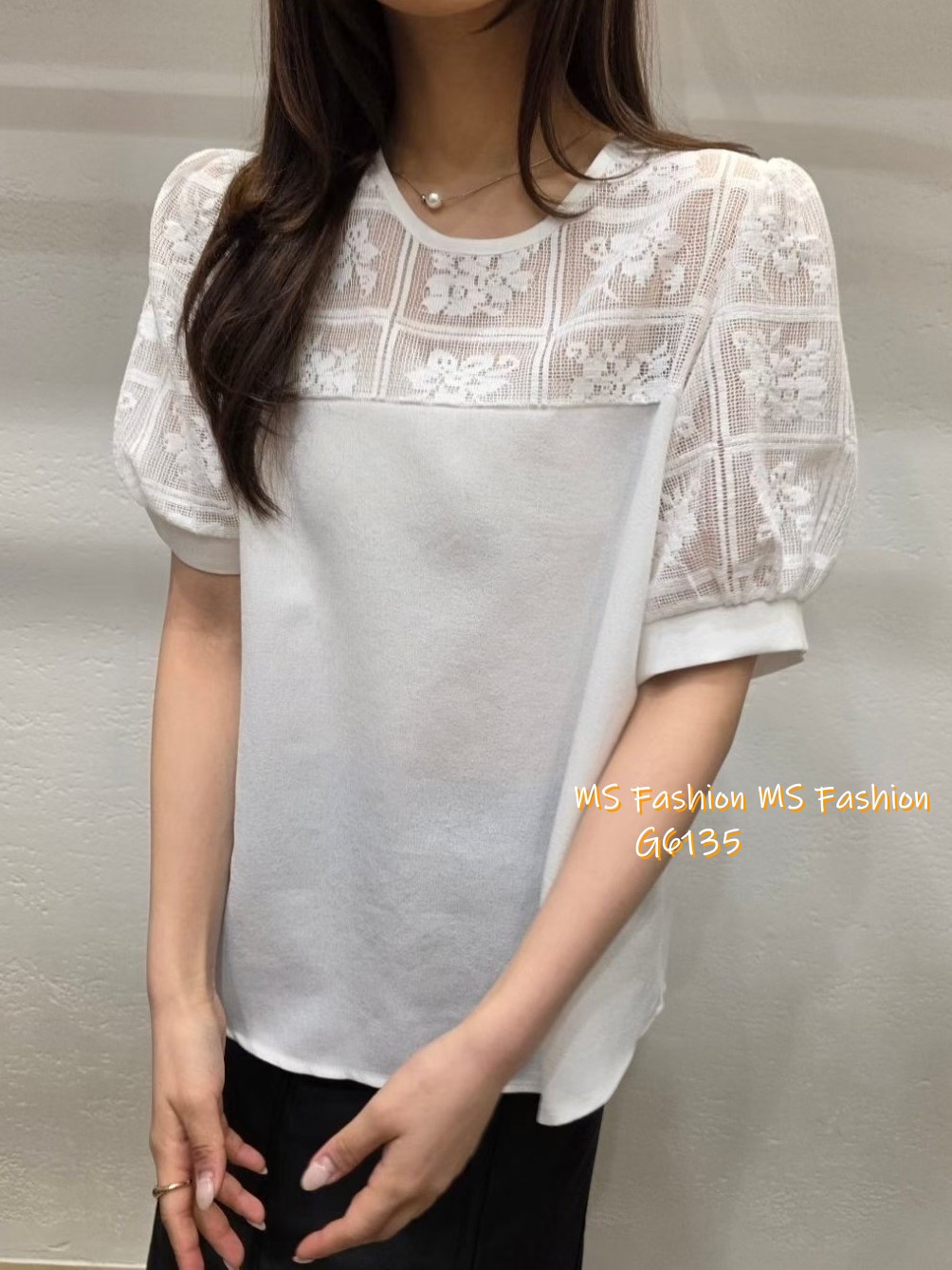 G6135 韓國🇰🇷靚料格紋通花透視top