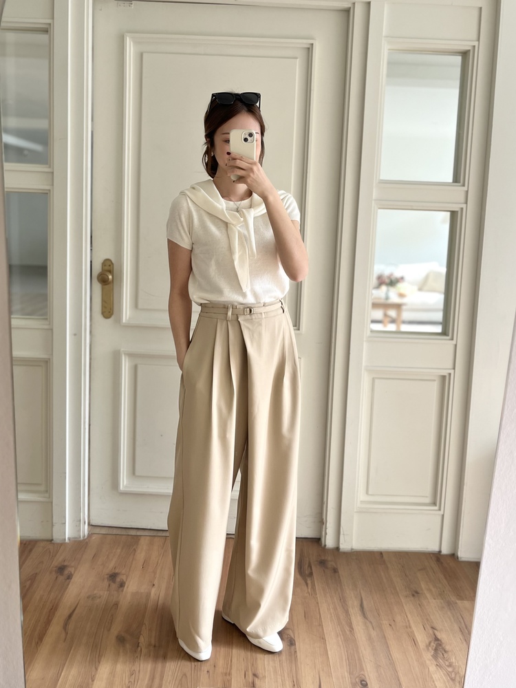 Asymmetric Wrap-Line Slacks (Beige)