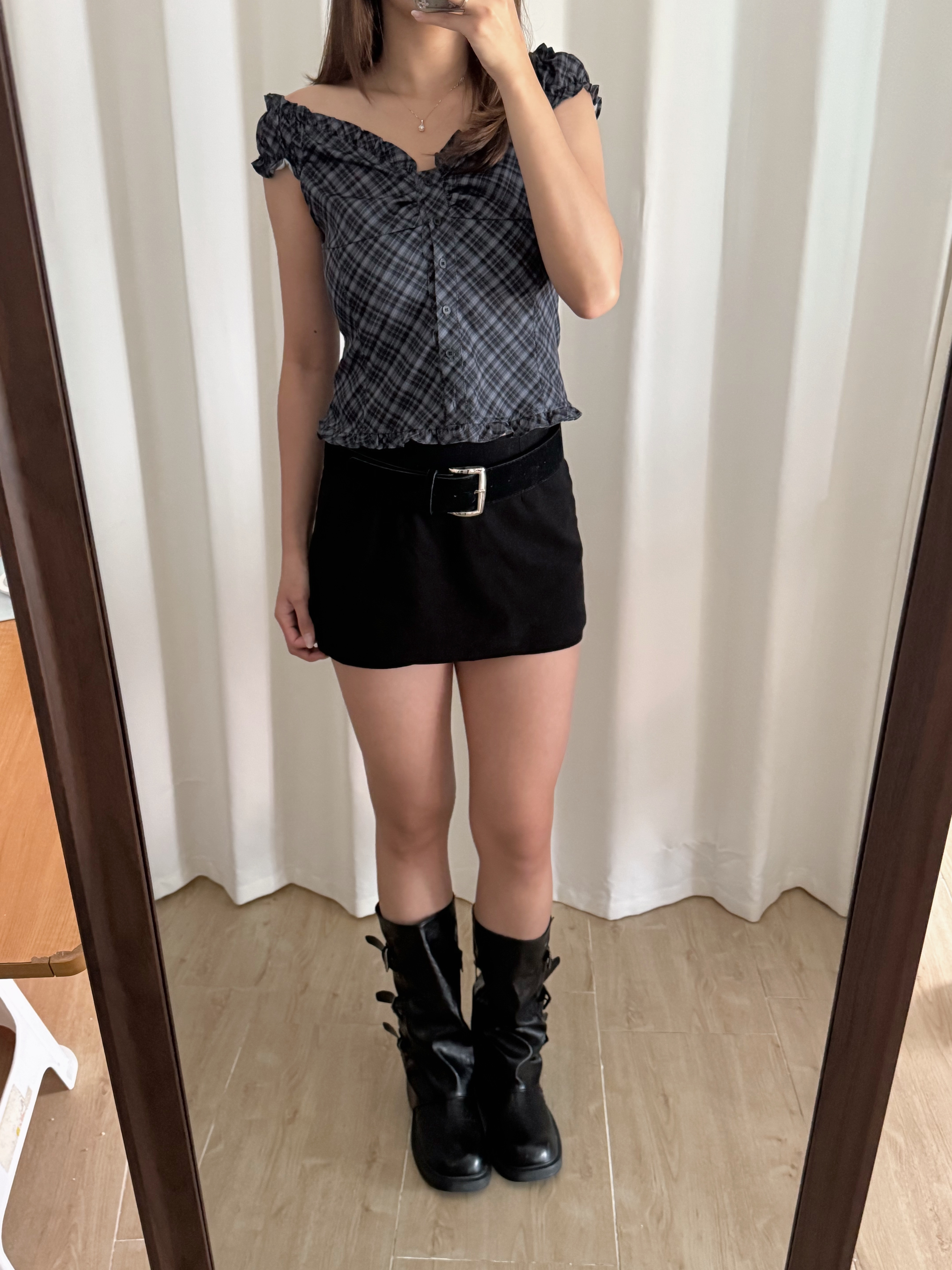 2-ways復古菱格短袖上衣(兩色入)