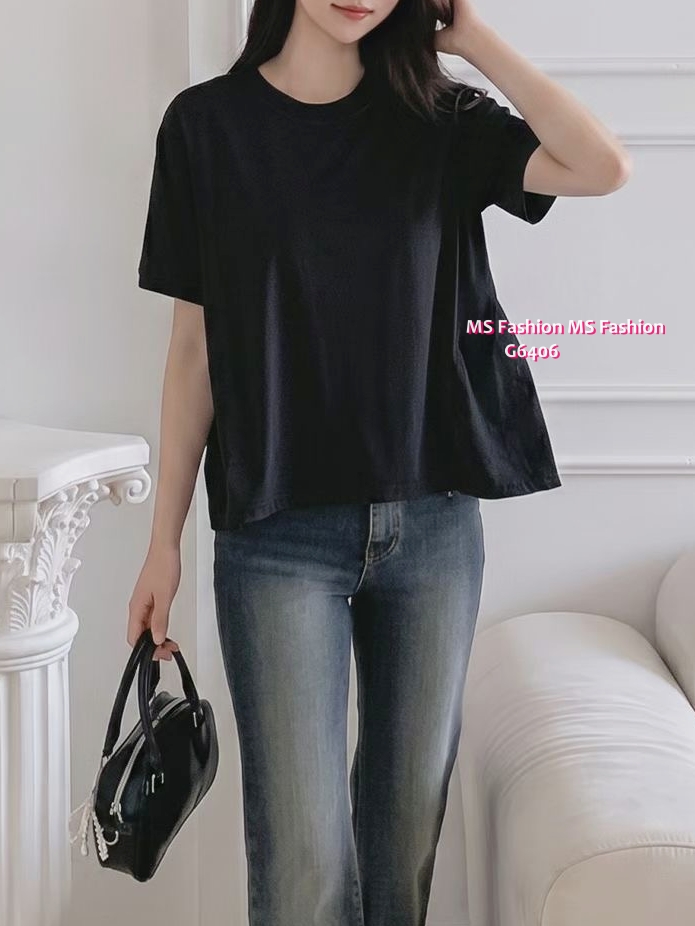 G6406 淨色拼通花top