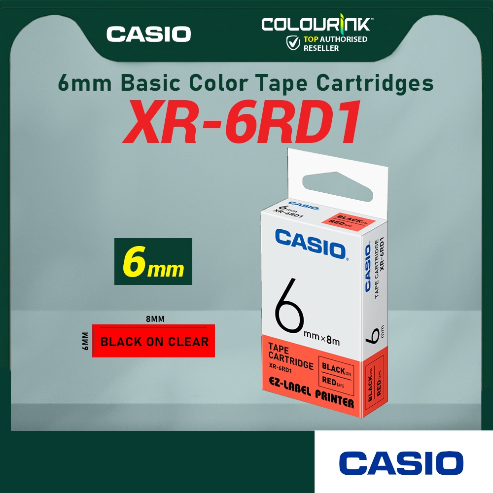 CASIO ORIGINAL GENUINE 6MM EZ LABEL TAPE FOR  KL-120 KL-130 KL-820 KL-60 KL-HD1 KL-8400 KL-G2