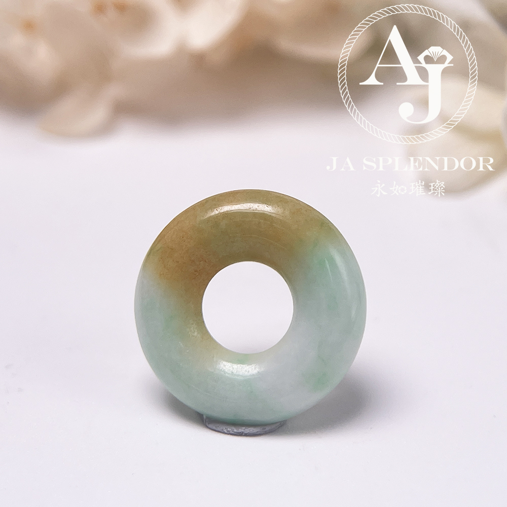 JN-3357 天然翡翠A玉 金黃半山半水甜甜圈