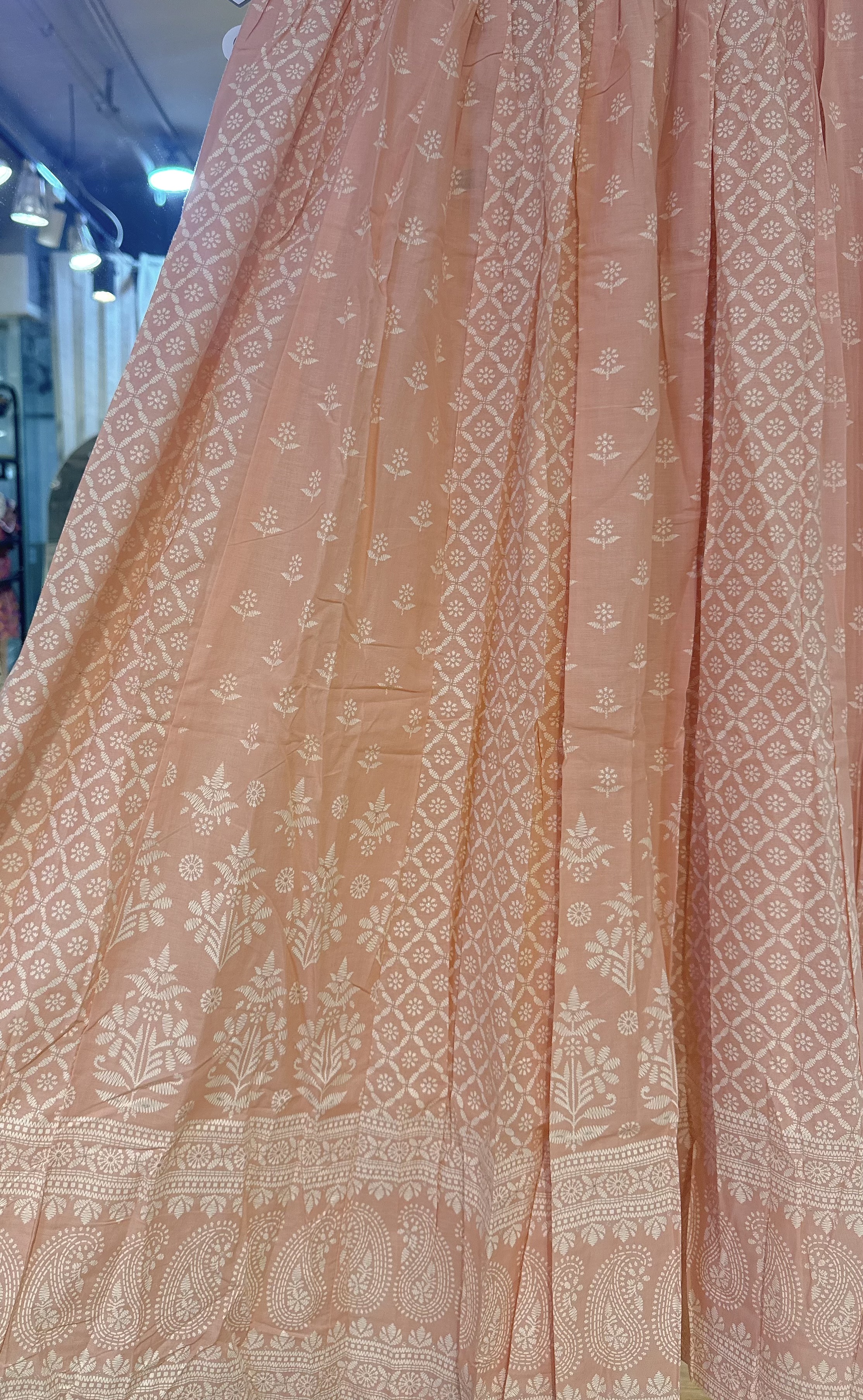 2164 Peach with White Print Skirt  38.5"
