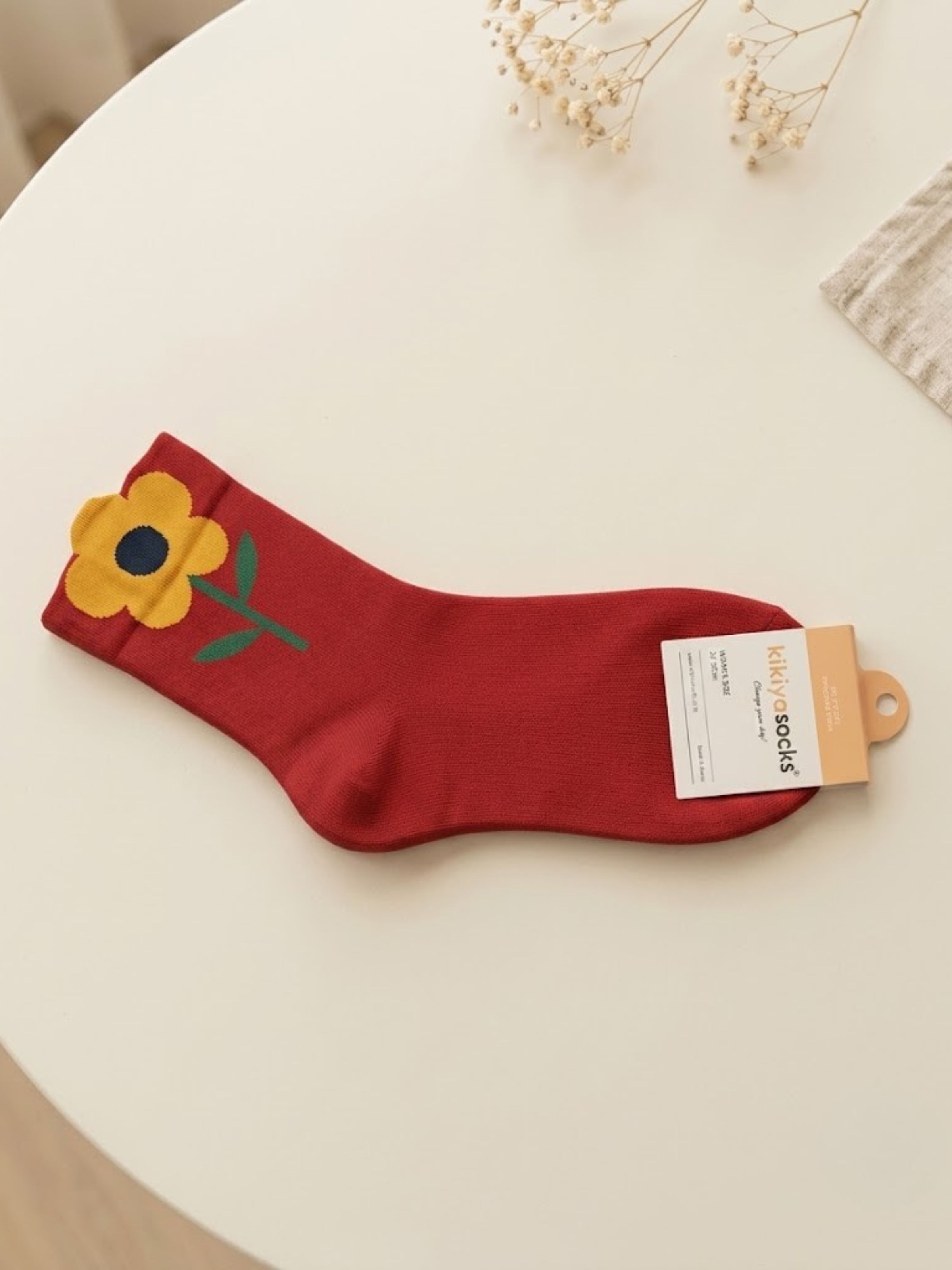 Korean Big Flower Women's High Crew Socks