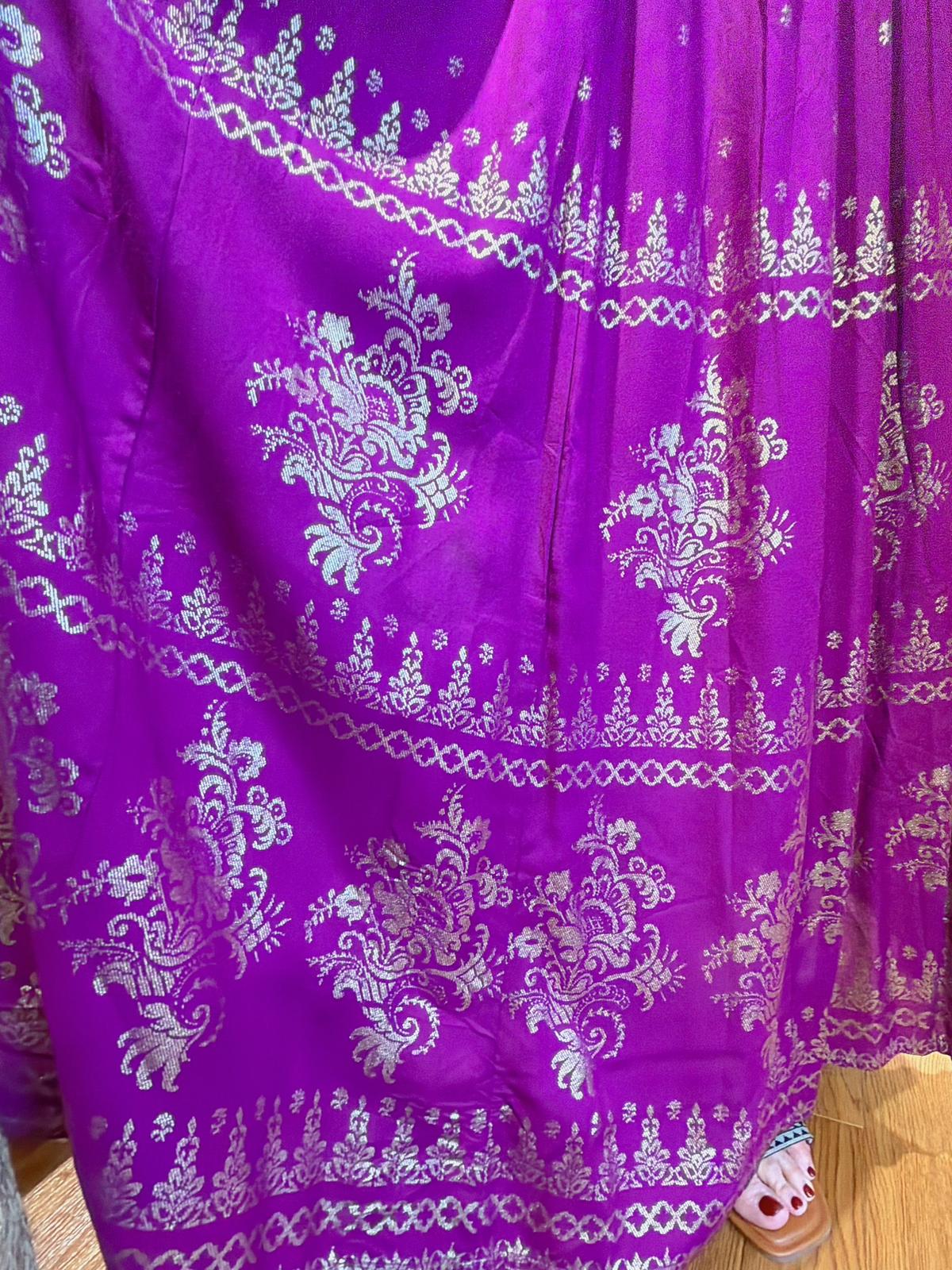 2156 Purple Golden Stamping Skirt with single pocket