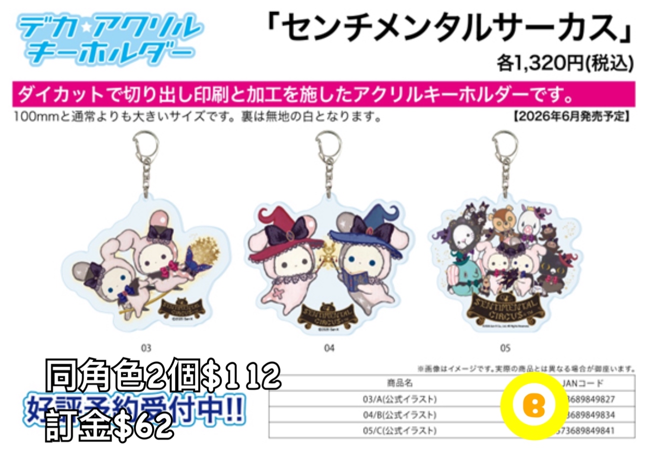 Preorder預訂6/2026年センチメンタルサーカス匙扣