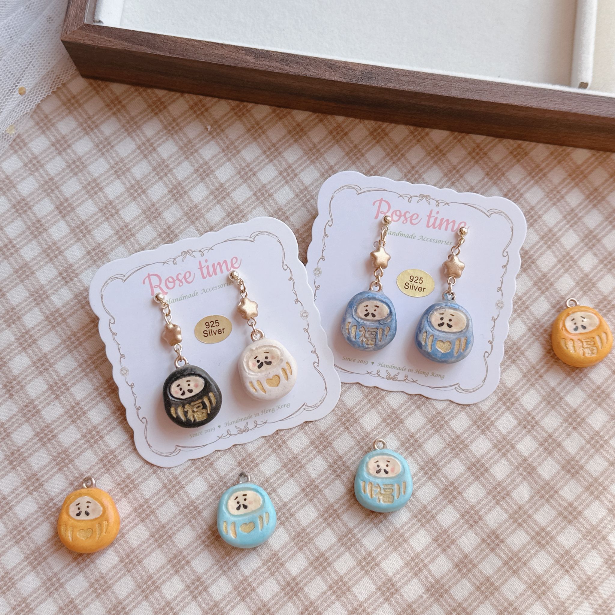 手繪 笑顏小達摩 黑白達摩/光耀藍