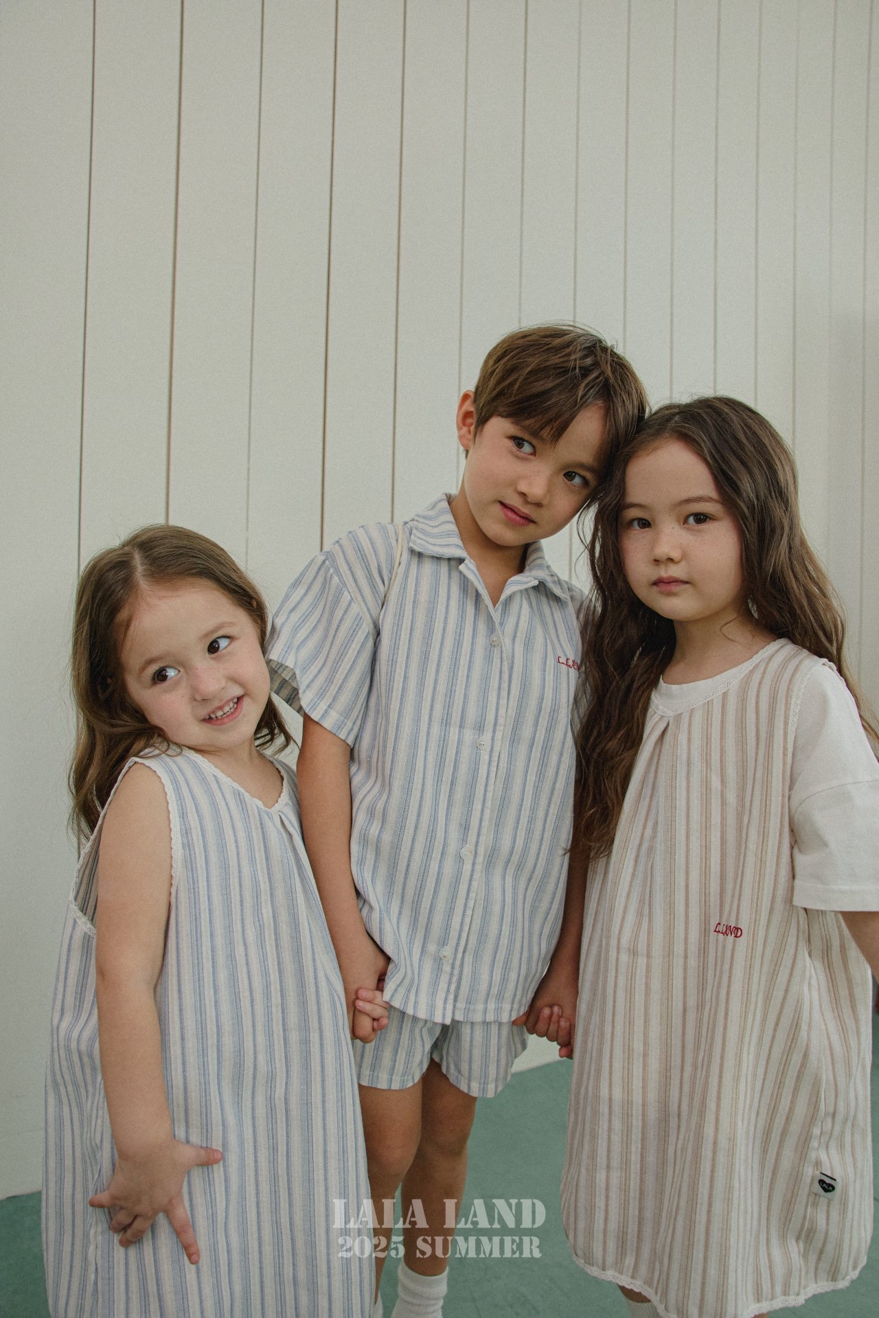 Lalaland | stripe ops with mom pants(Blue M95-105/Adult)