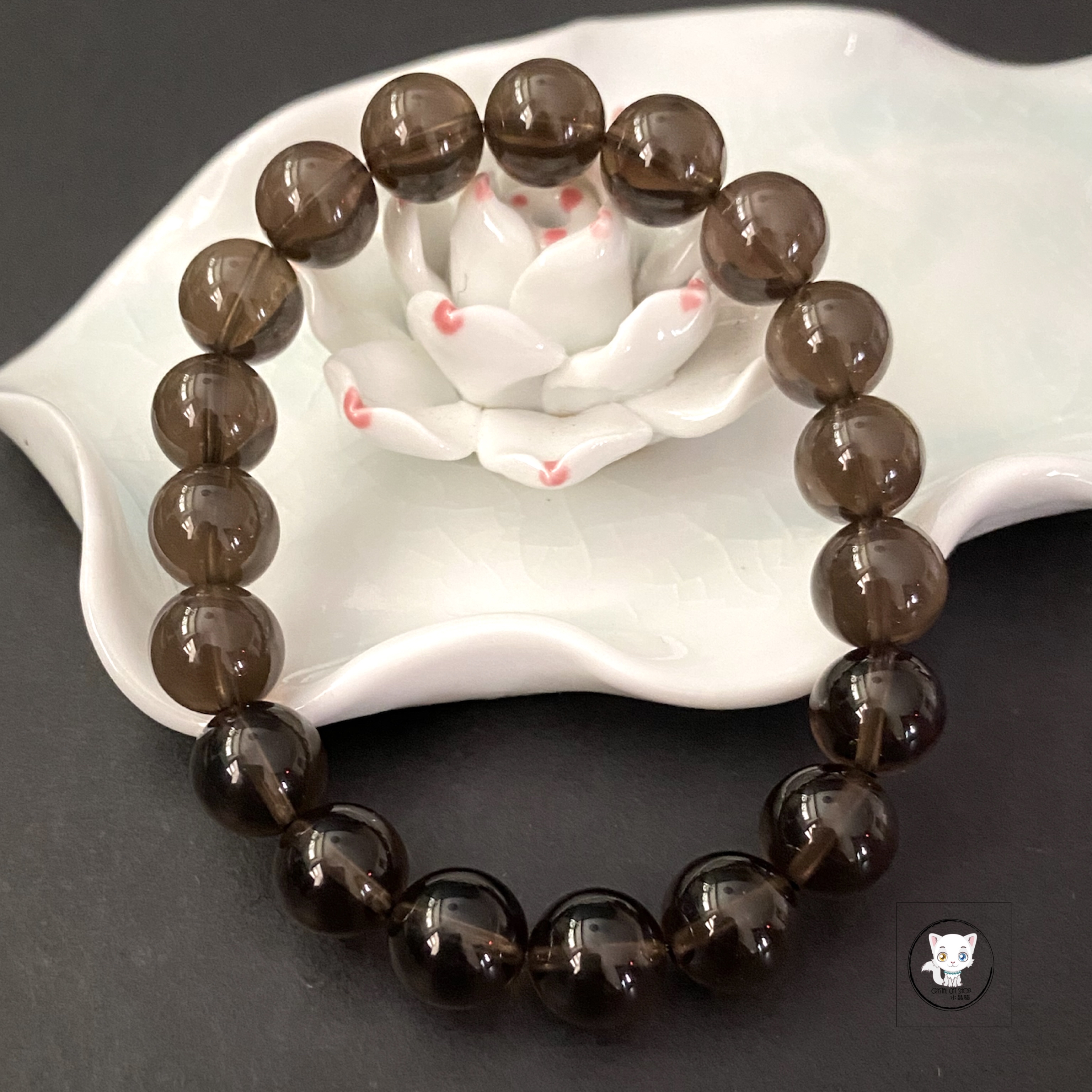精品天然茶水晶手鏈 10mm
