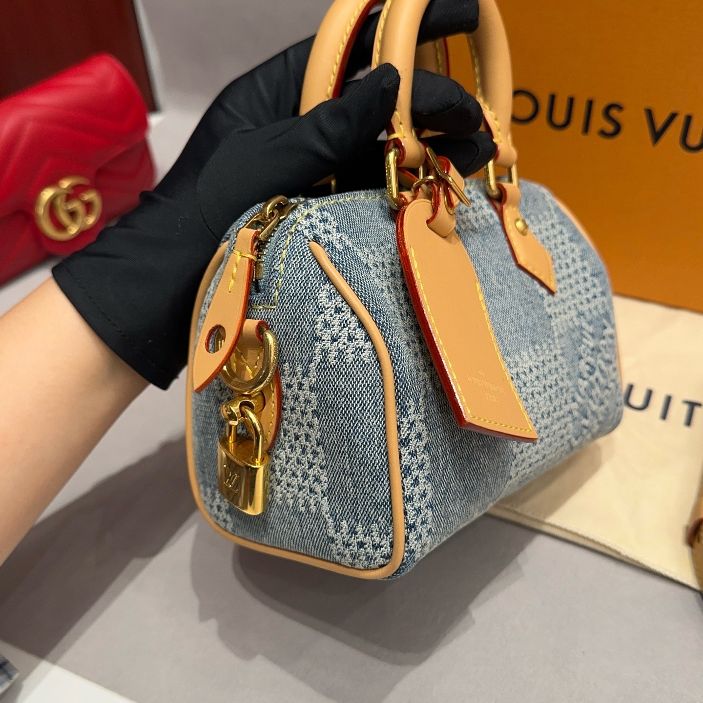 【預訂貨品】Lv 18牛仔丹寧棋盤格speedy
