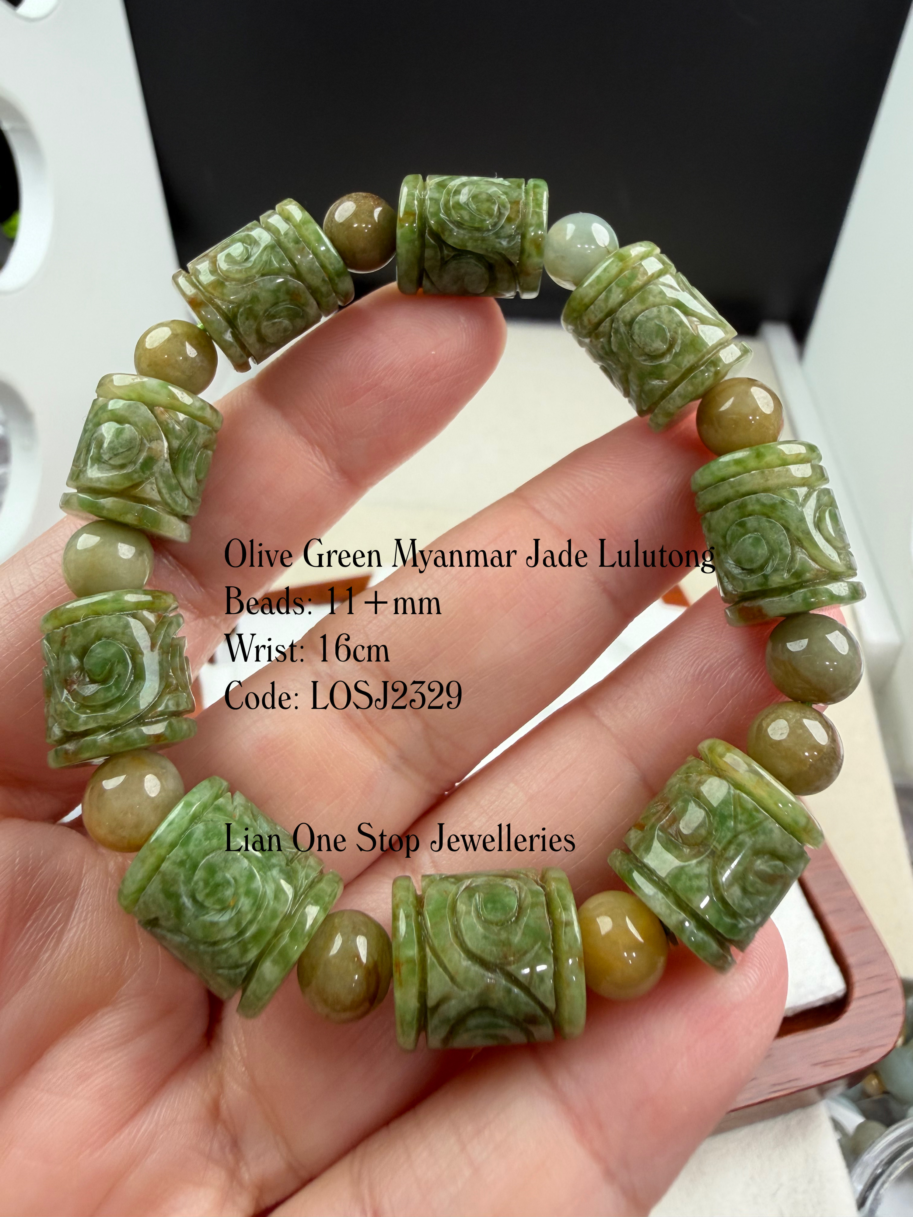 Code: LOSJ2329 Olive Green Myanmar Jade Lulutong 