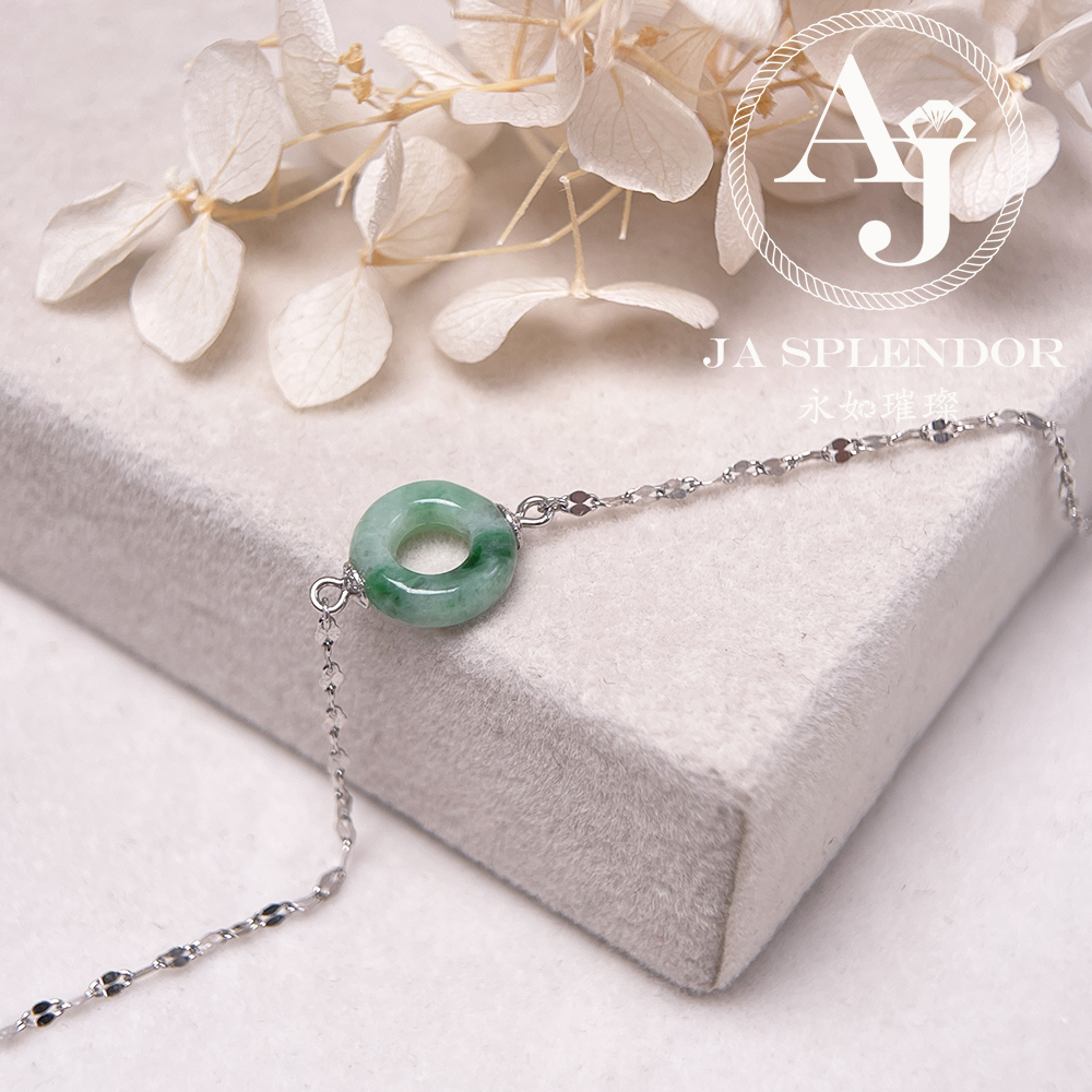 D-36 天然翡翠A玉 薄荷糖系列純銀手鏈