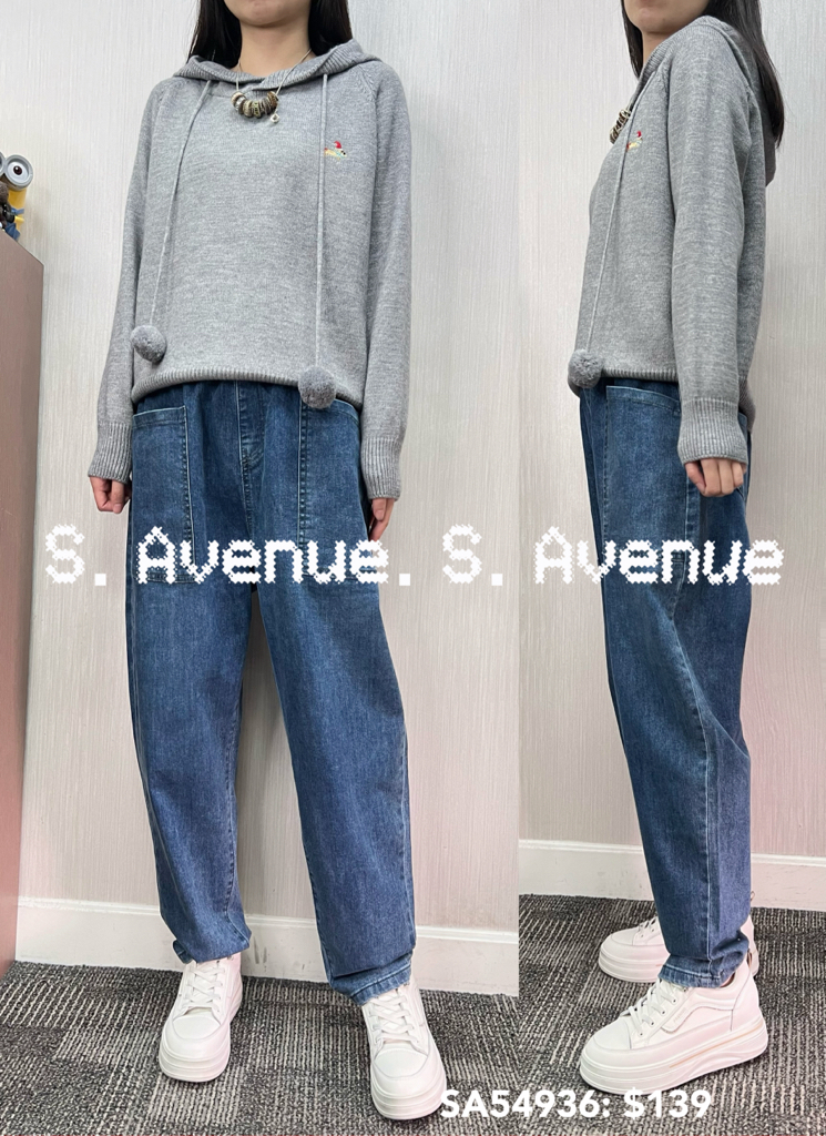 SA54936: 長袖有帽繡圖案冷top