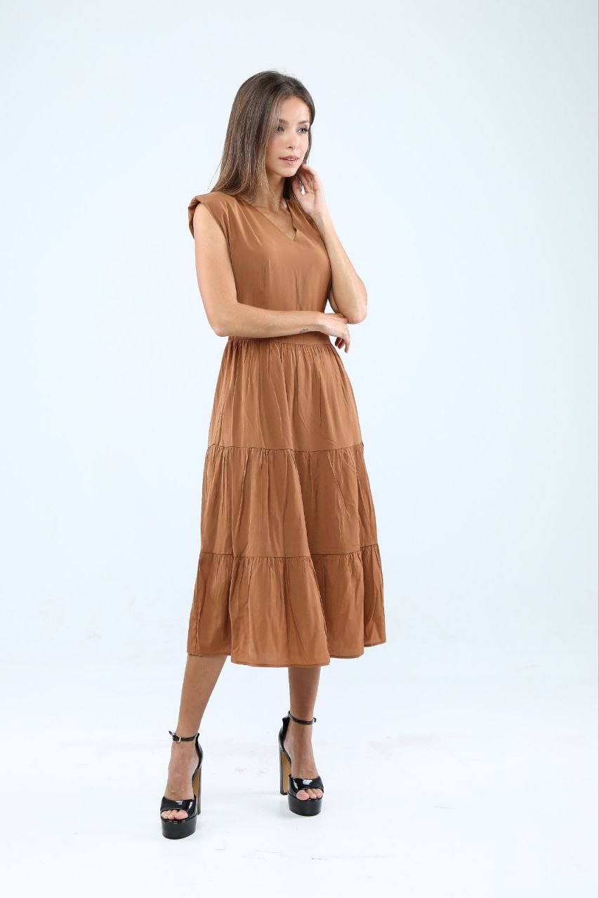 V领出袖连身裙 1866