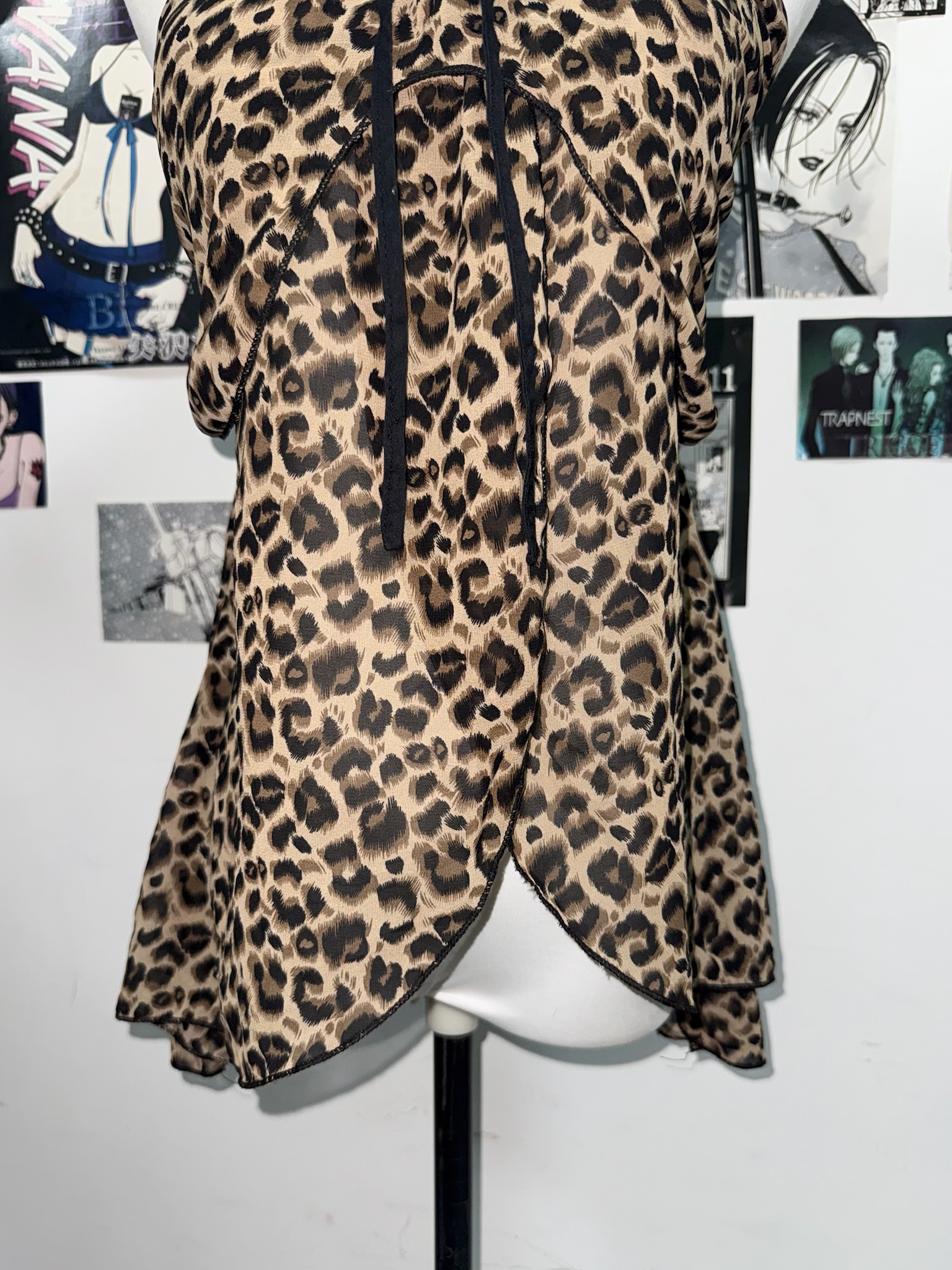 Leopard Print Strapless Tube Top with Front Tie