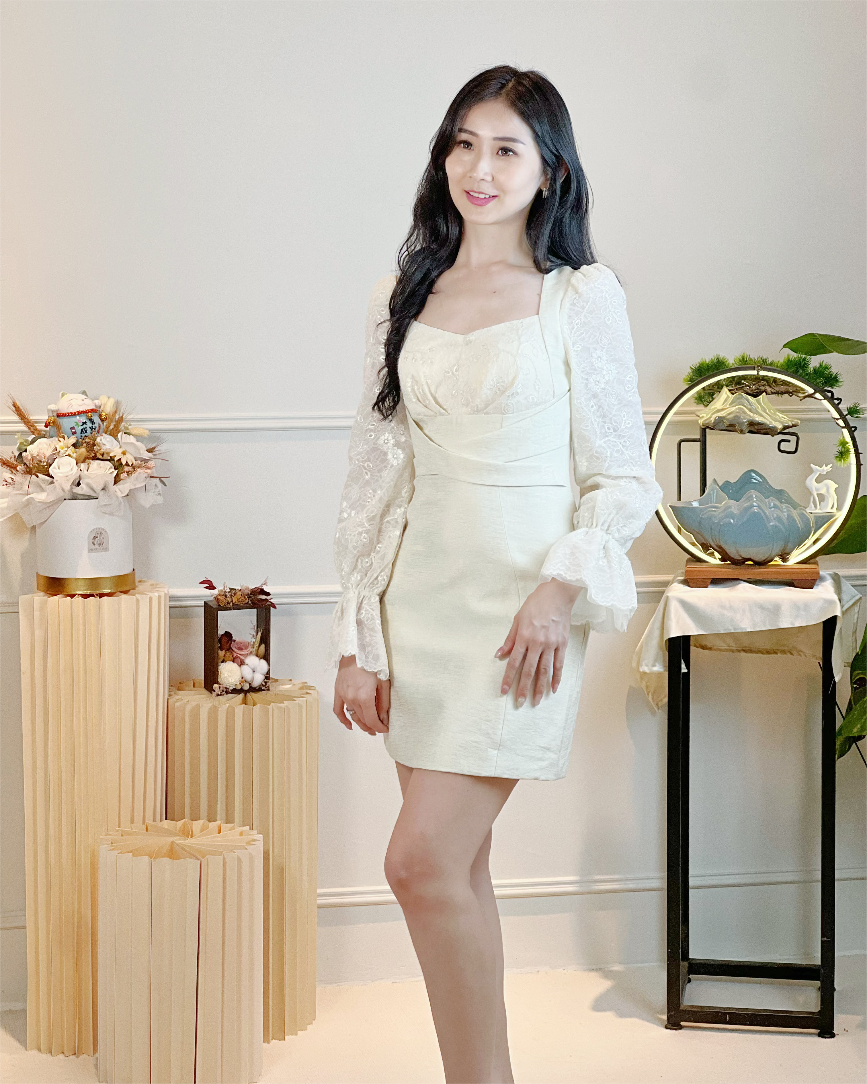 5102 Natividad Long Sleeve Lacey Mini Dress