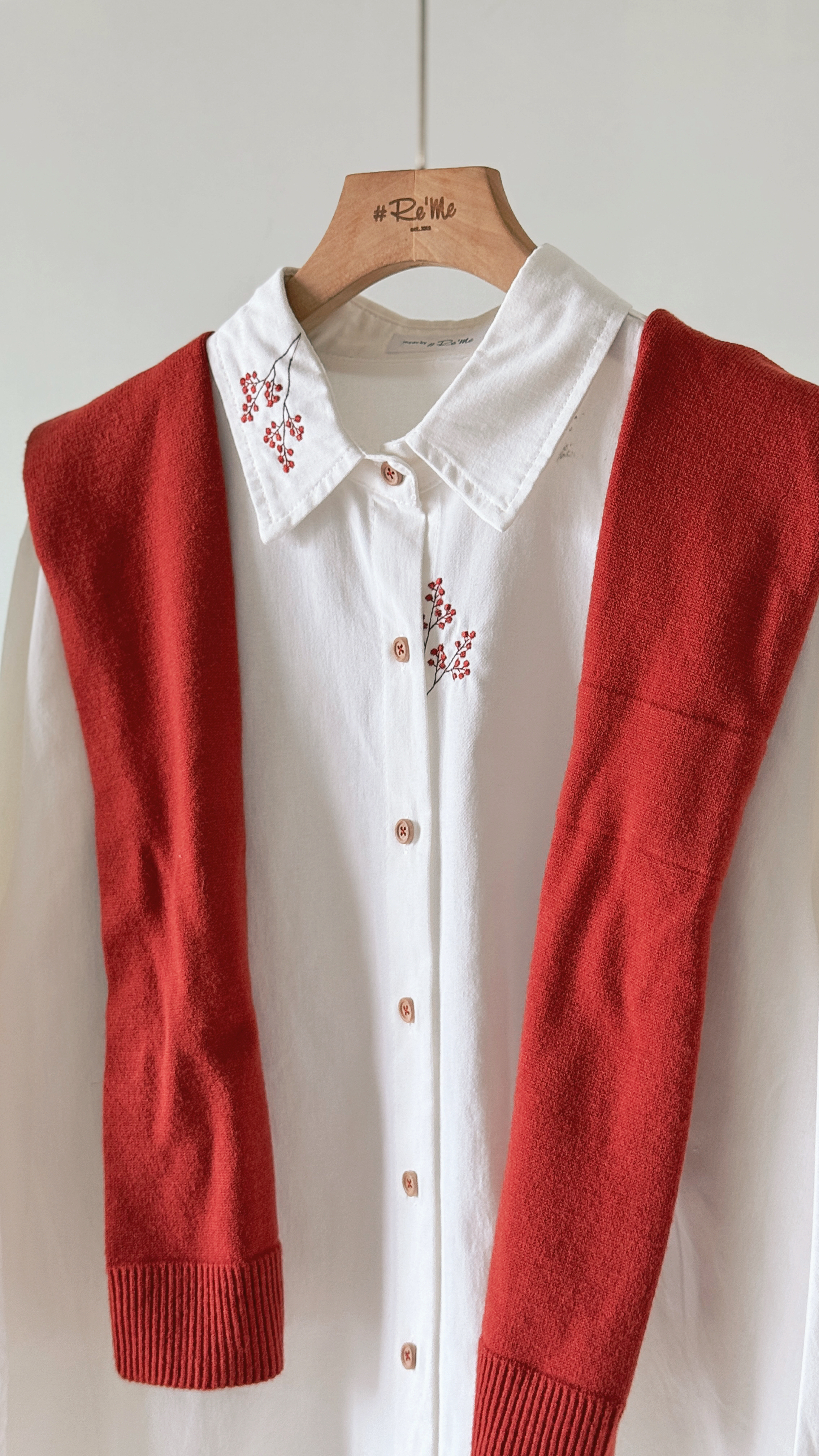 【自制限定款】 新意在枝·刺绣款白衬衫 (预购） 